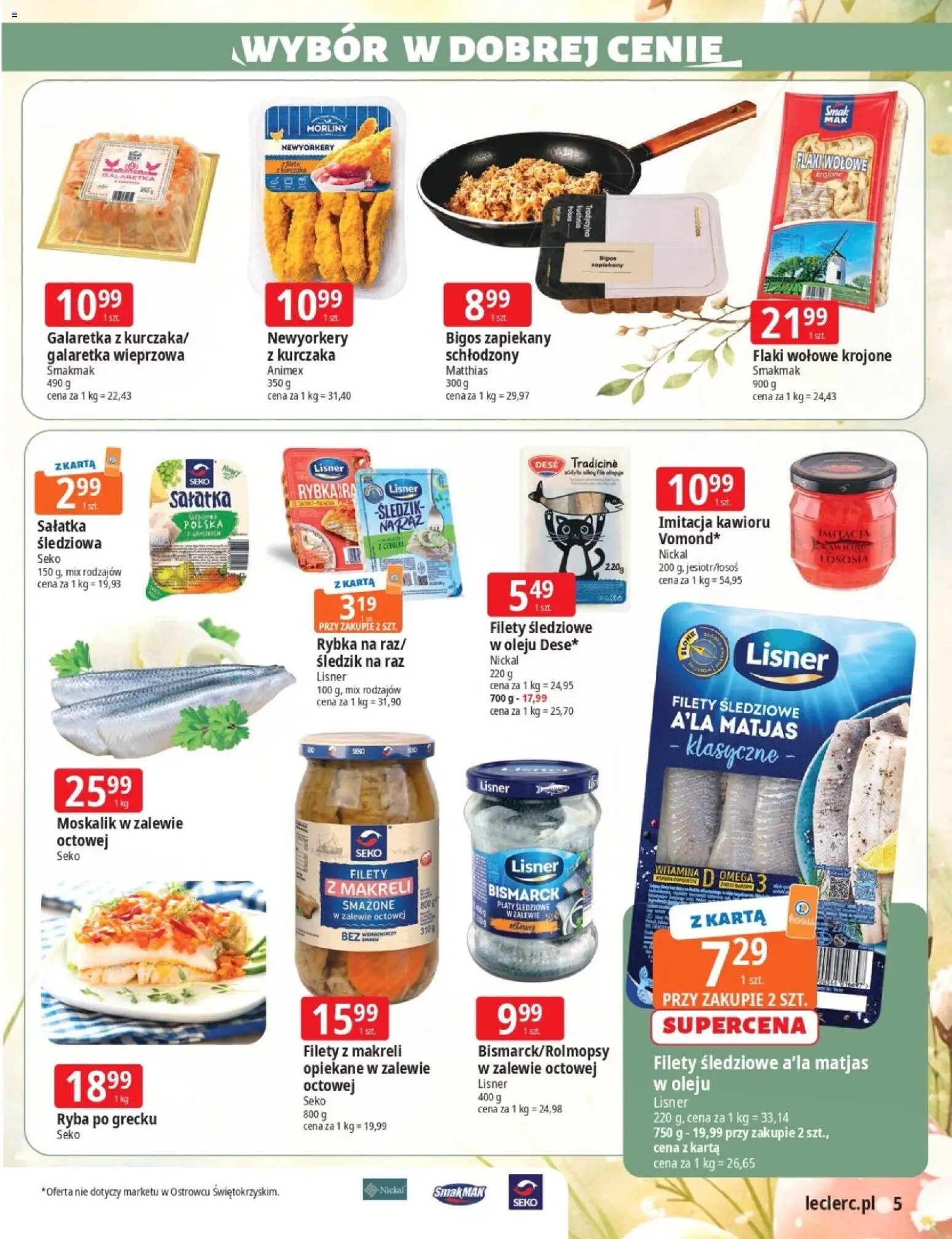 E.Leclerc gazetka - Wielkanoc od 17.03.2026 | Strona: 5 | Produkty: Galaretka, Filety śledziowe a'la matjas, Ryba po grecku, Flaki