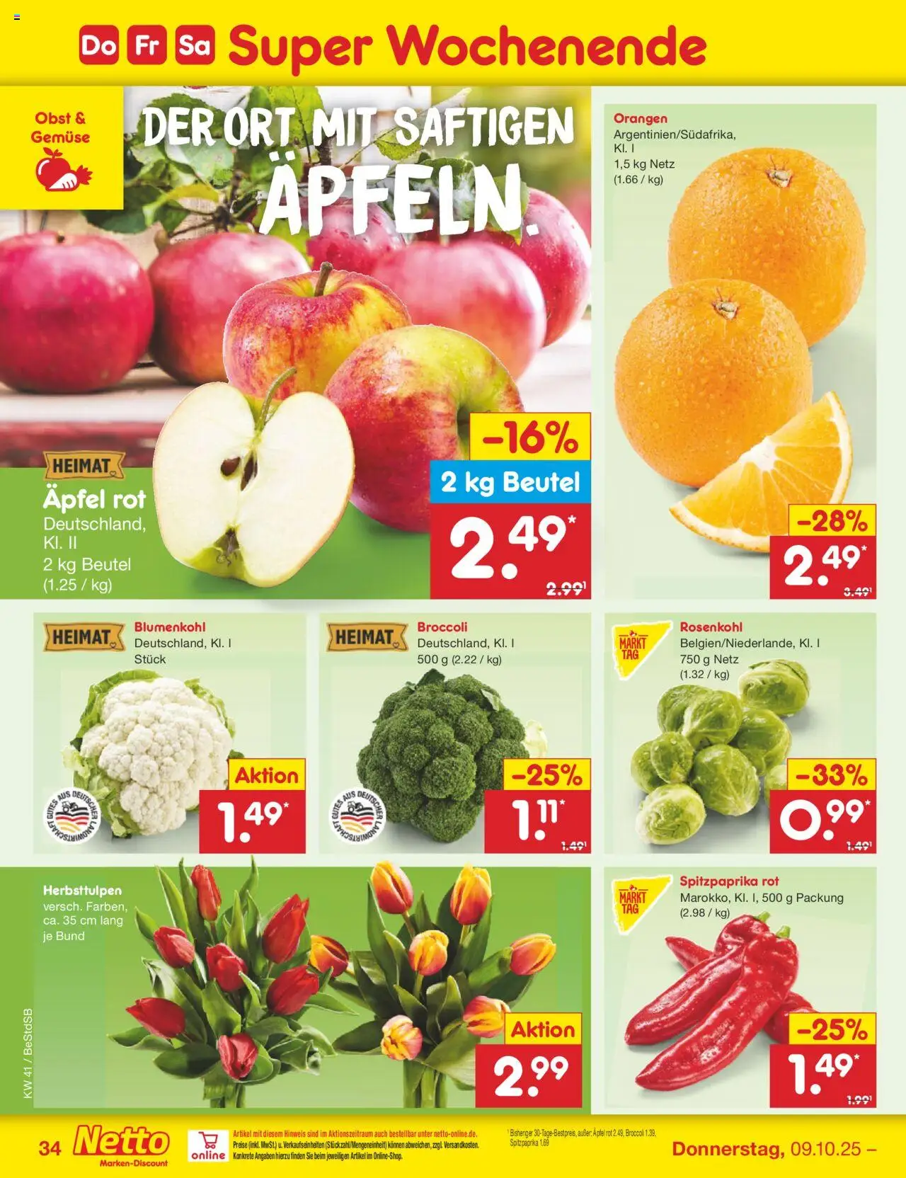 Netto Marken-Discount Prospekt 	 – gültig ab 06.10.2025 | Seite: 40 | Produkte: Äpfel, Gemüse, Obst, Blumenkohl