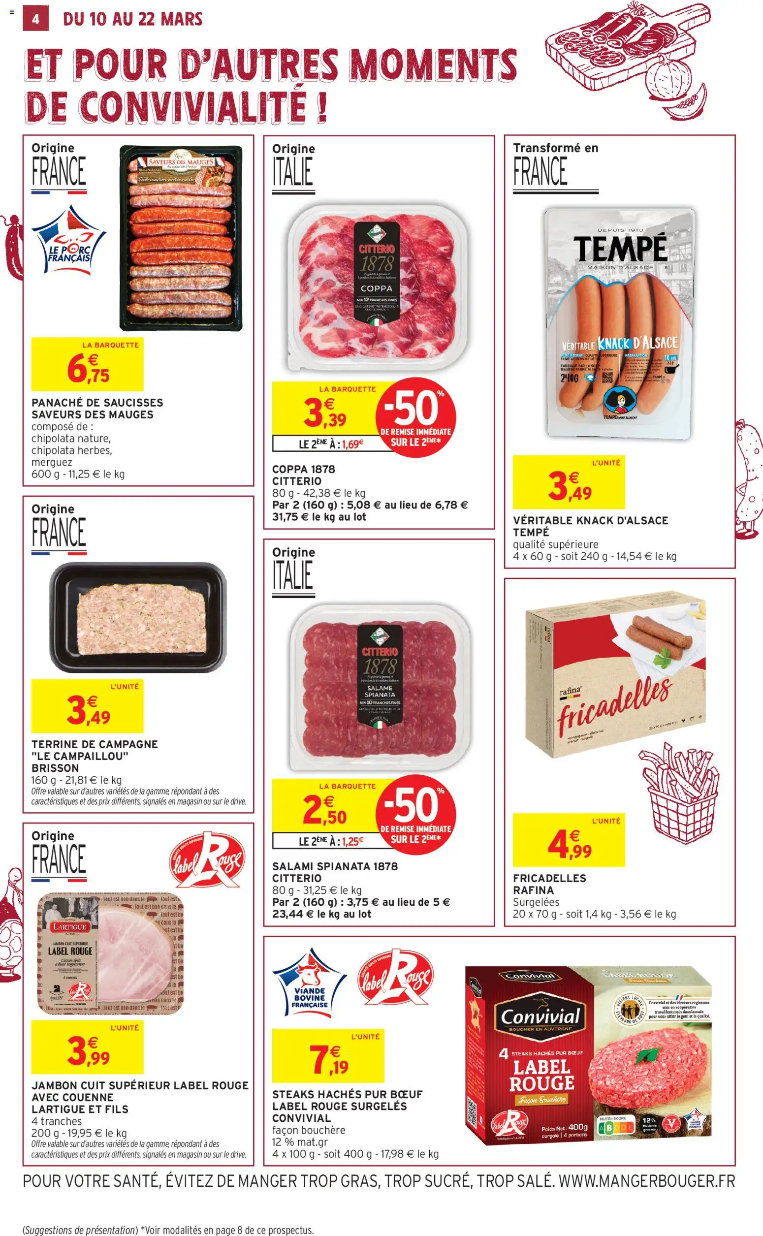 {H1} | Page: 4 | Produits: Poids, Salami, Jambon, Viande