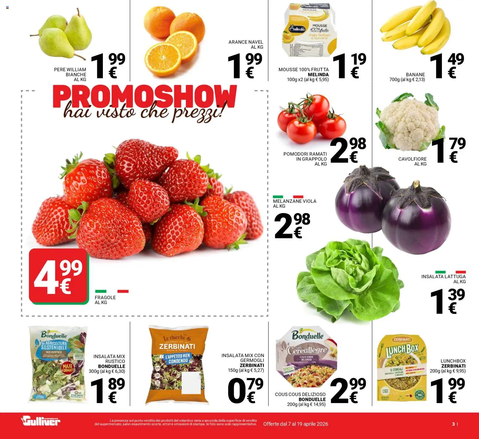 Volantino Gulliver del 07.04.2026 | Pagina: 3 | Prodotti: Arance, Fragole, Cavolfiore, Melanzane