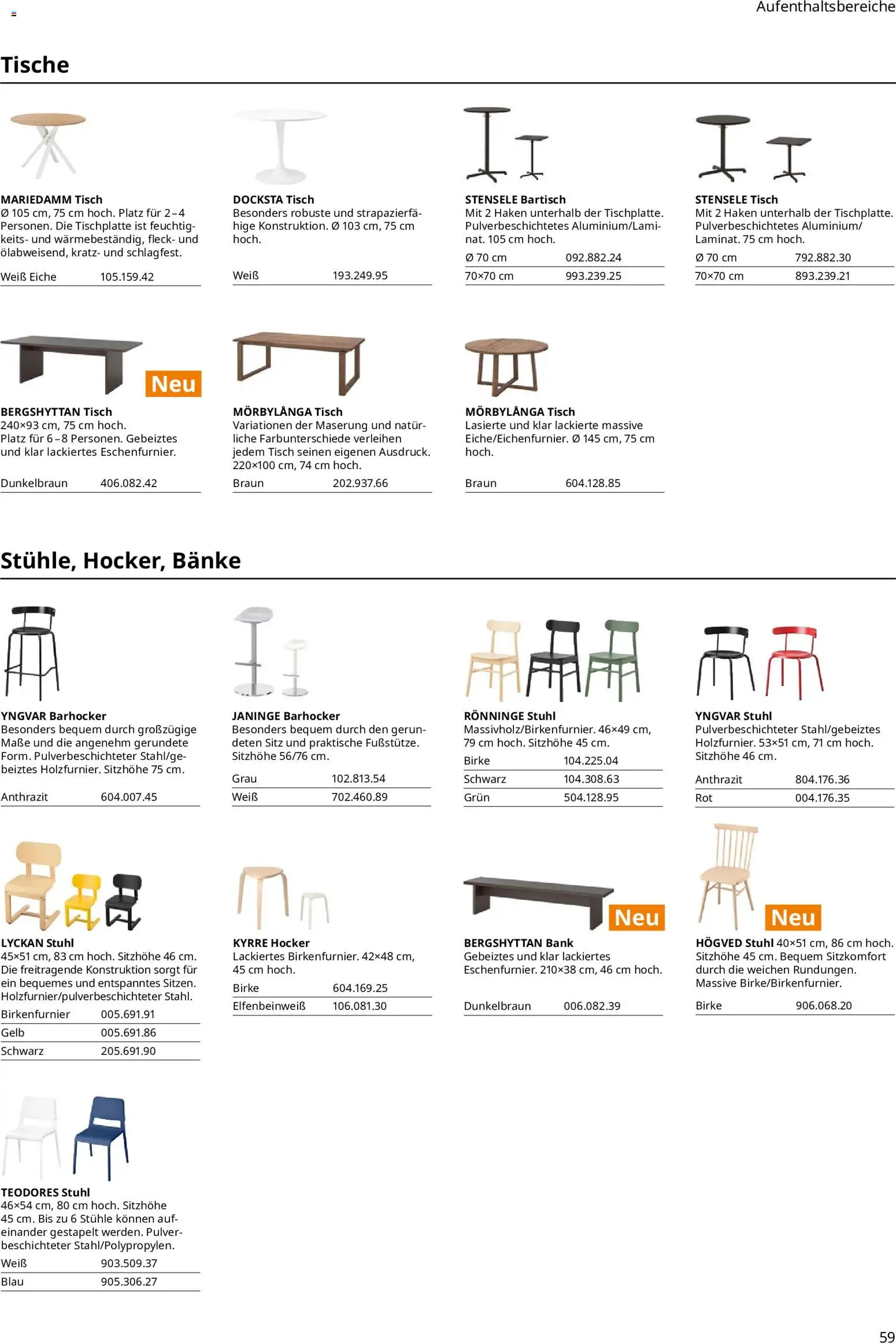 Ikea Büroeinrichtung – gültig ab 02.01.2026 | Seite: 59 | Produkte: Hocker, Bartisch, Barhocker, Tisch