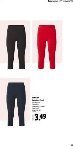 Pré-visualização Leggings Capri, 95% Algodão (biológico), 5% elastano (LYCRA®). Tam. S ao L. A partir de 18/5 válido de 20.04.2026 | Página: 35 | Produtos: Algodão, Leggings