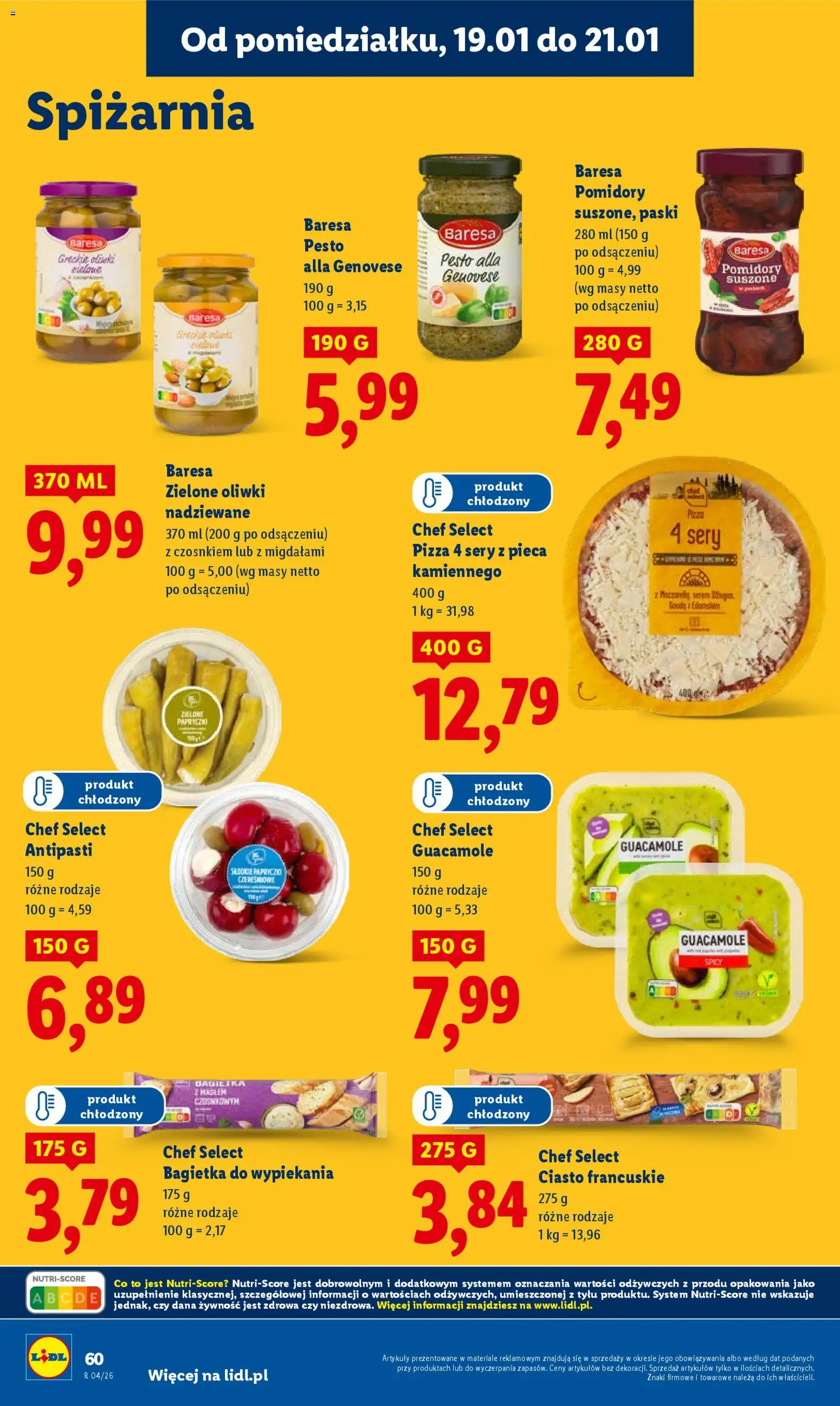 Lidl Gazetka od 19.01.2026 | Strona: 60 | Produkty: Ciasto francuskie, Bagietka, Pizza, Pomidory
