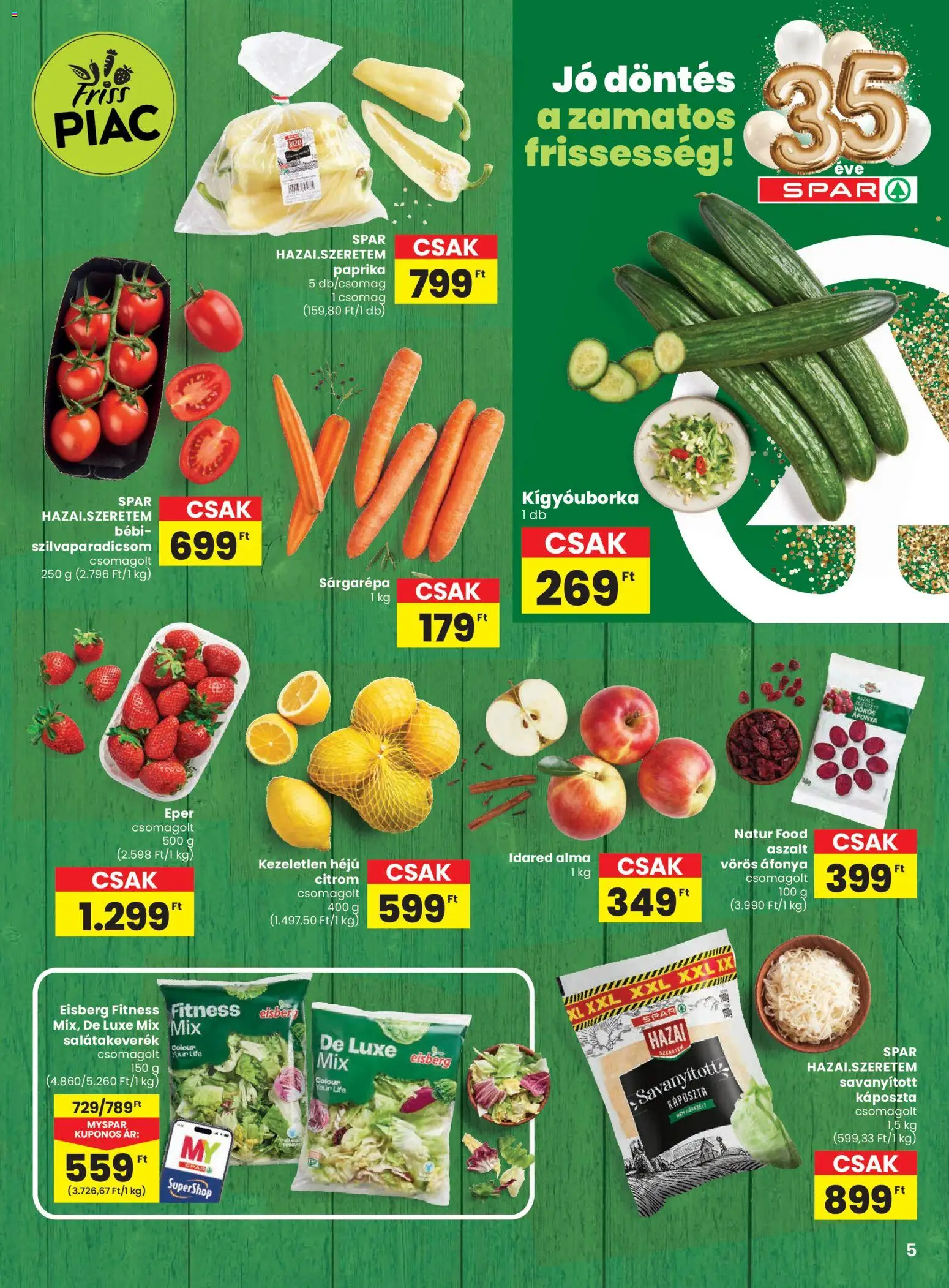 Spar akciós ujság - amely érvényes a következő dátumtól: 26.03.2026 | Oldal: 5 | Termékek: Sárgarépa, Alma, Citrom, Vörös áfonya