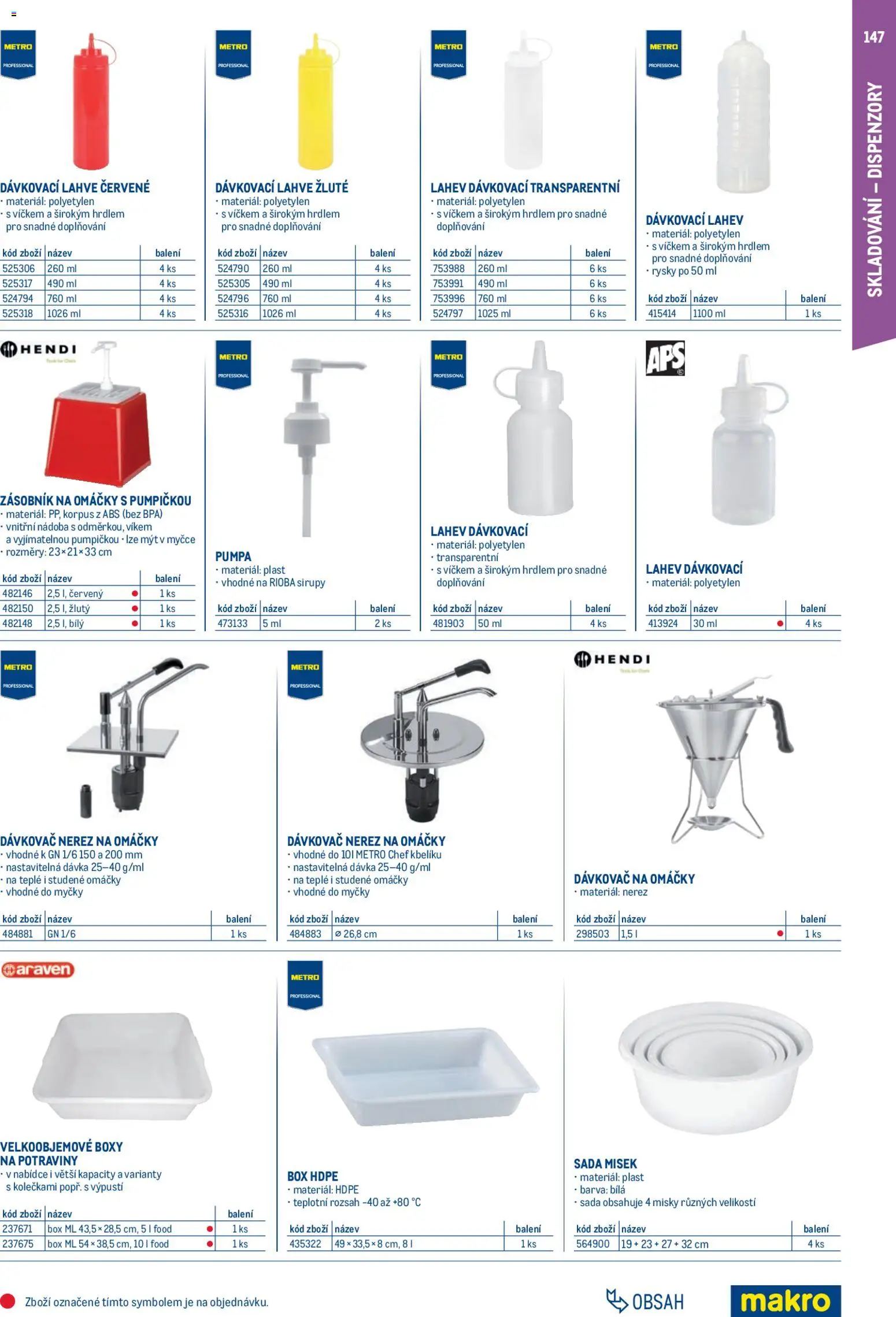 Makro leták - Gastro vybavení a zařízení od 01.02.2026 | Strana: 147 | Produkty: Dávkovač, Lahve, Pumpa, Láhev