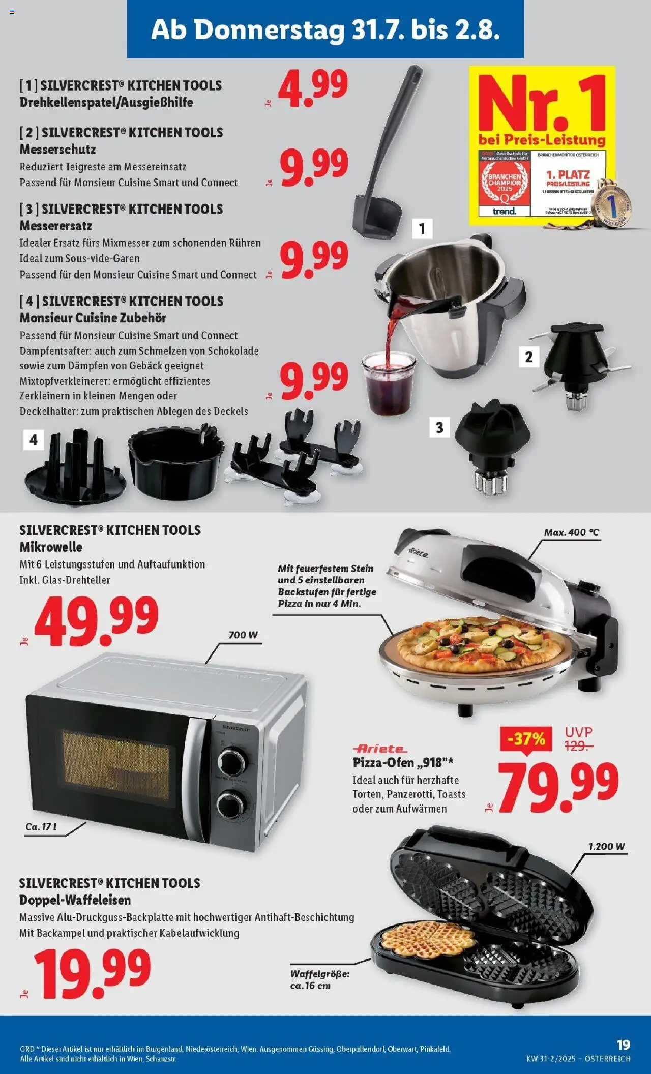Lidl Flugblatt - Wien, Langenzersdorf, Zwettl gültig ab 31.07.2025 | Seite: 21 | Produkte: Mikrowelle, Schokolade, Pizza