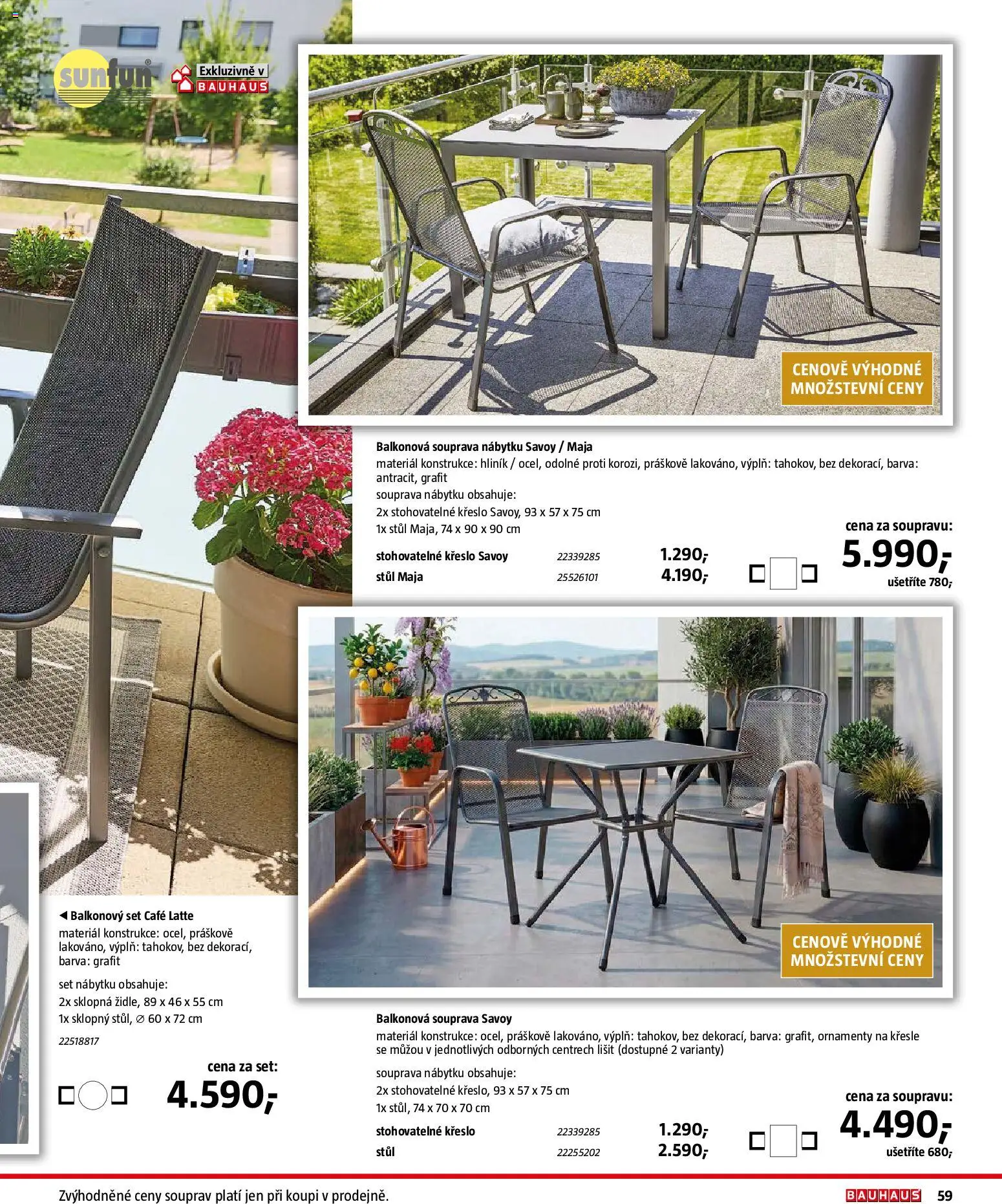 Bauhaus katalog Záhradní nábytek od 08.04.2026 | Strana: 59 | Produkty: Křeslo, Stůl