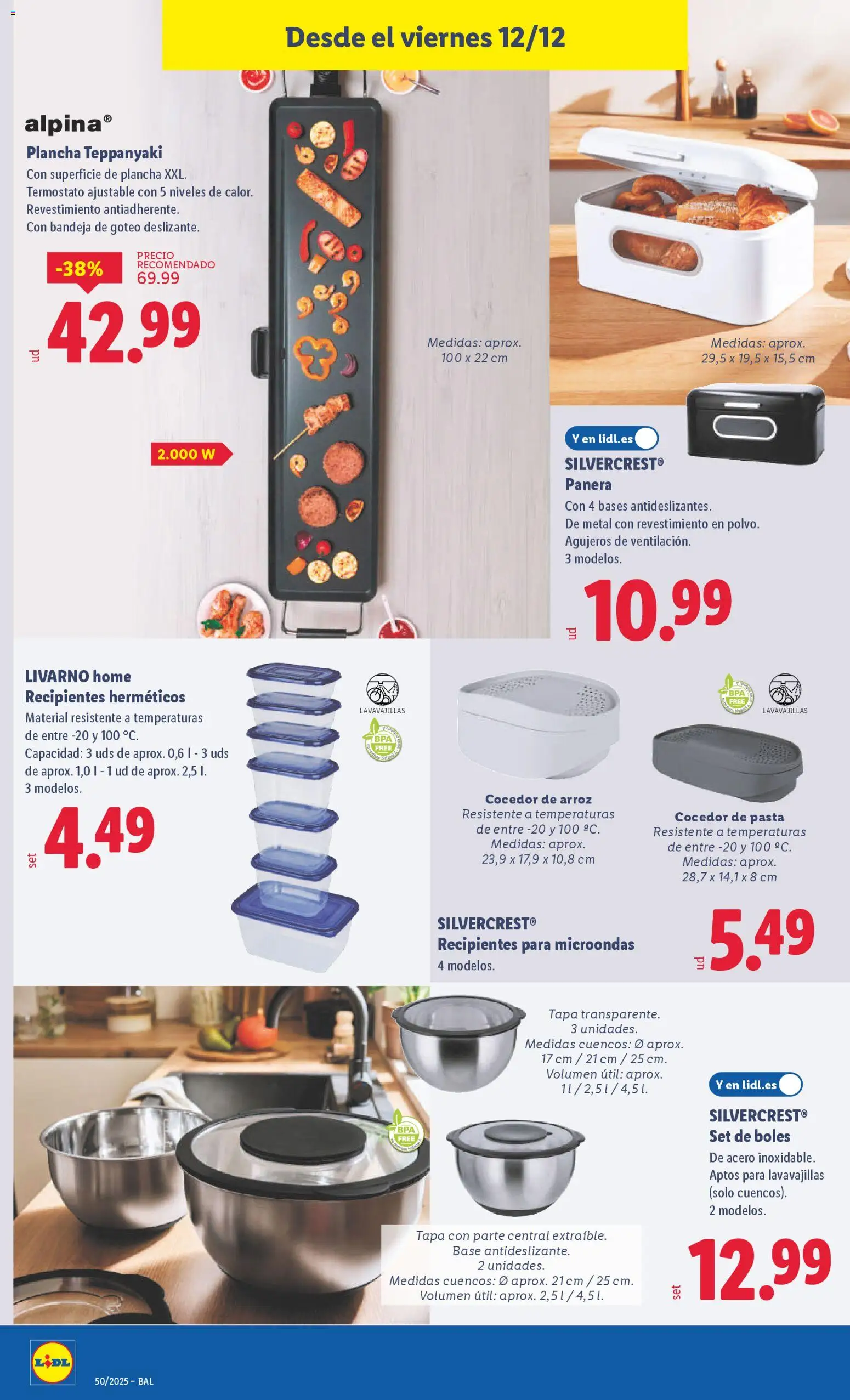 Lidl folleto de bazar │ válido desde el 08.12.2025 | Página: 26 | Productos: Arroz, Lavavajillas, Plancha, Bandeja