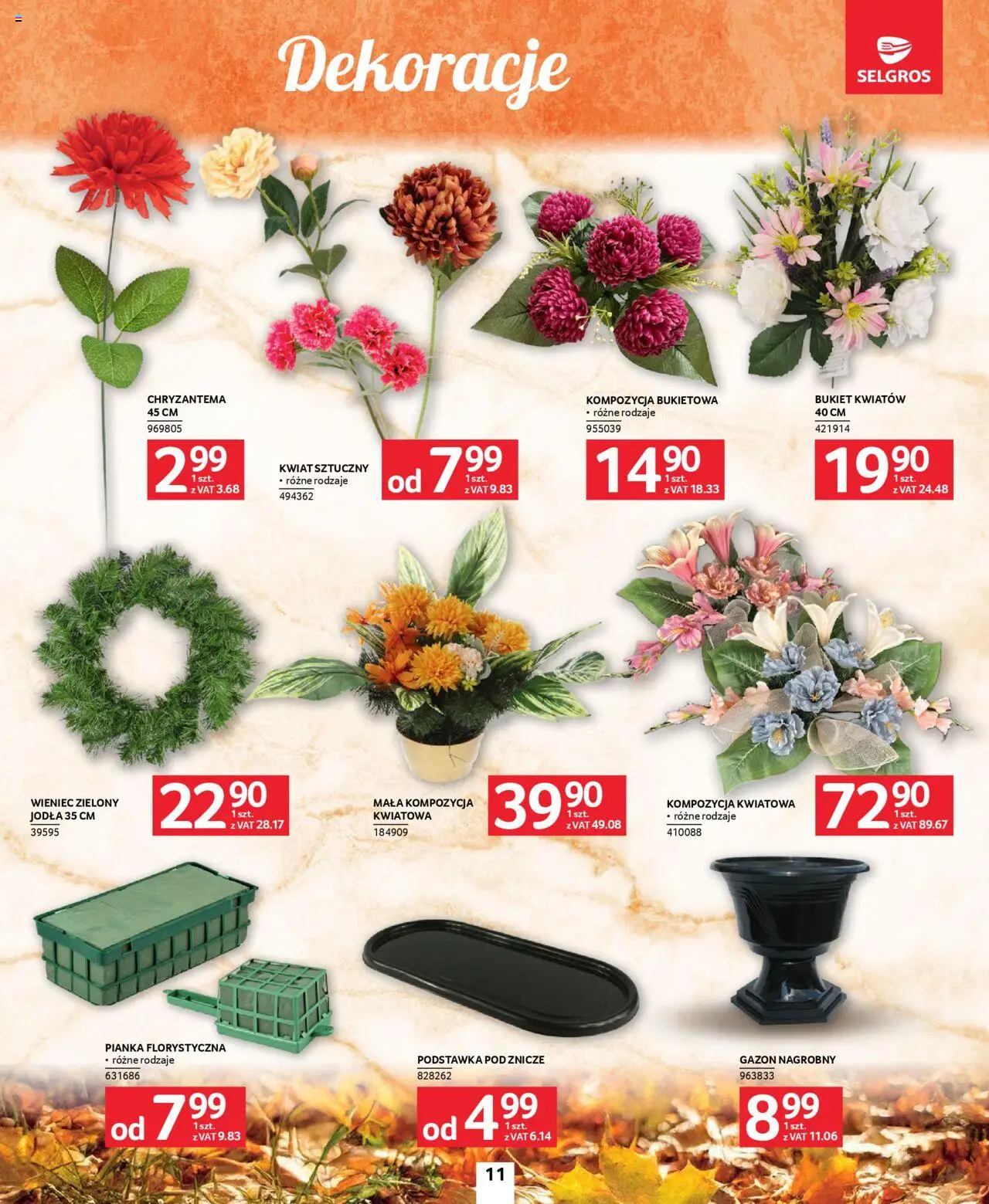 Selgros cash&carry Gazetka - Wszystkich Świętych od 09.10.2025 | Strona: 11 | Produkty: Wieniec, Znicze