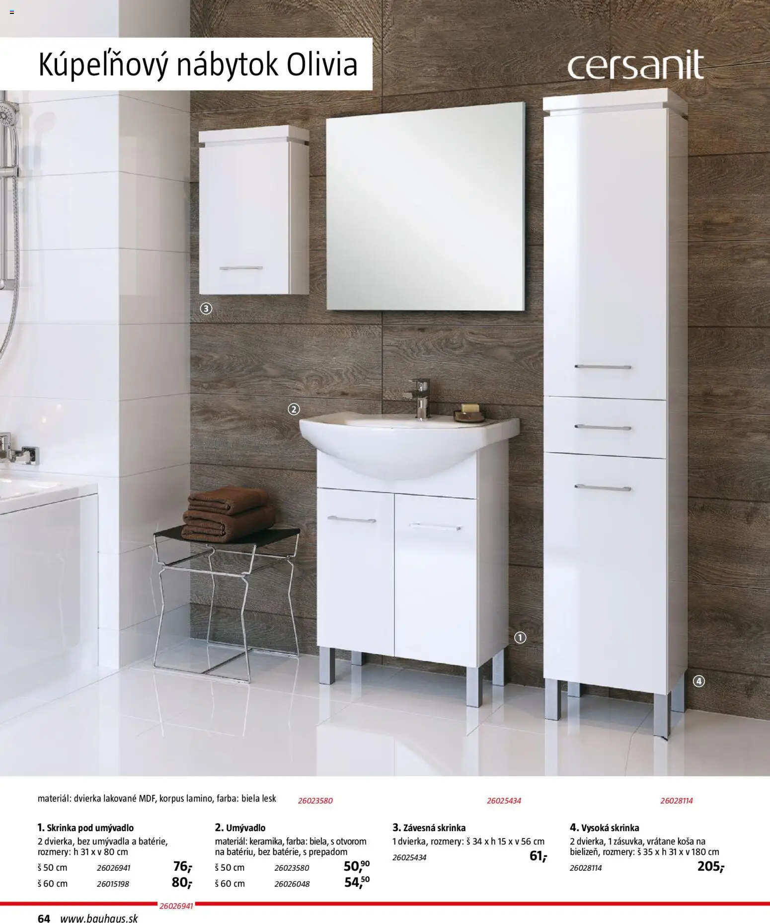 Nové Bauhaus akcie – leták je platný od 15.12.2025 | Strana: 64 | Produkty: Nábytok, Kupeľňový nábytok, Skrinka pod umývadlo, Skrinka