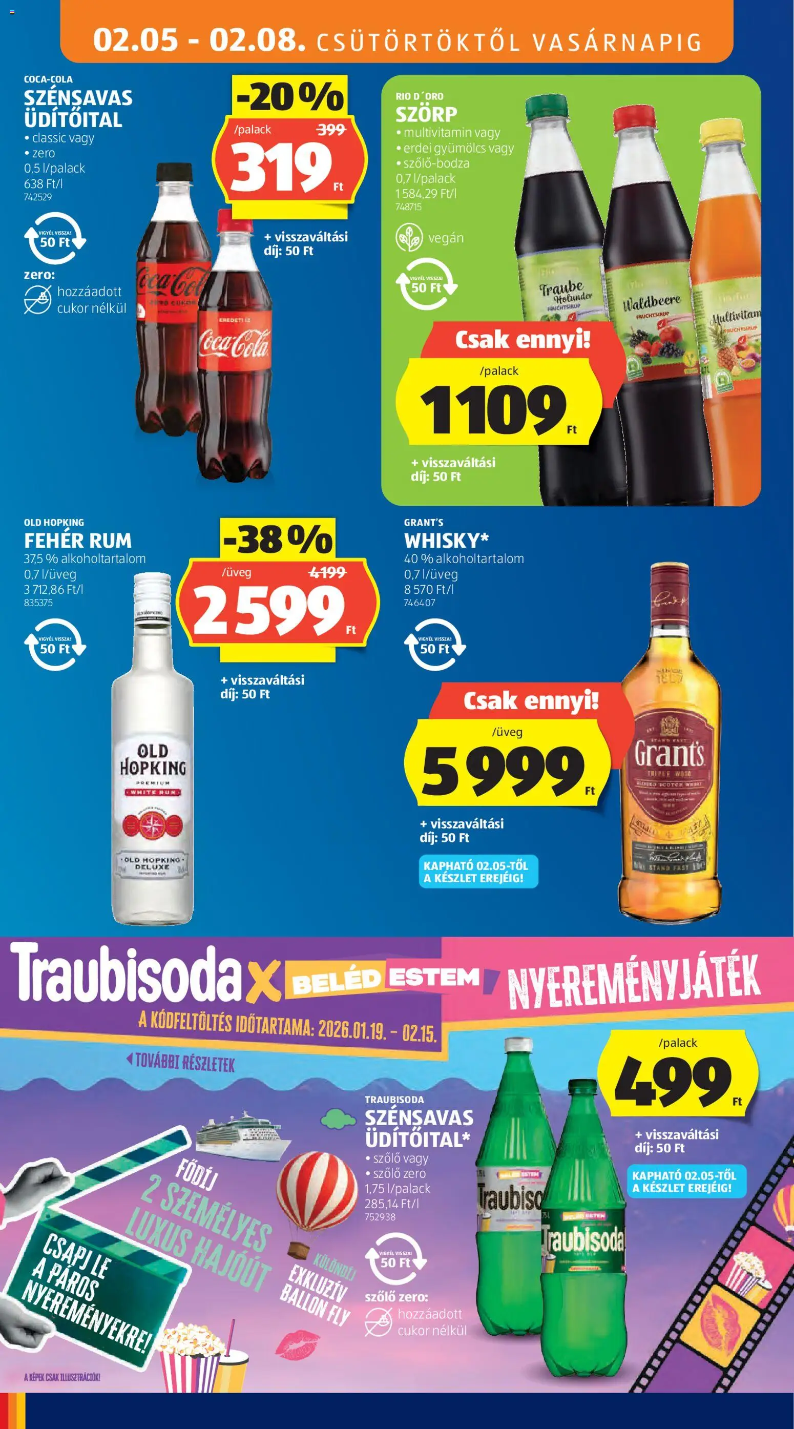 Aldi akciós ujság - amely érvényes a következő dátumtól: 05.02.2026 | Oldal: 12 | Termékek: Szőlő, Rum, Cola, Vegán