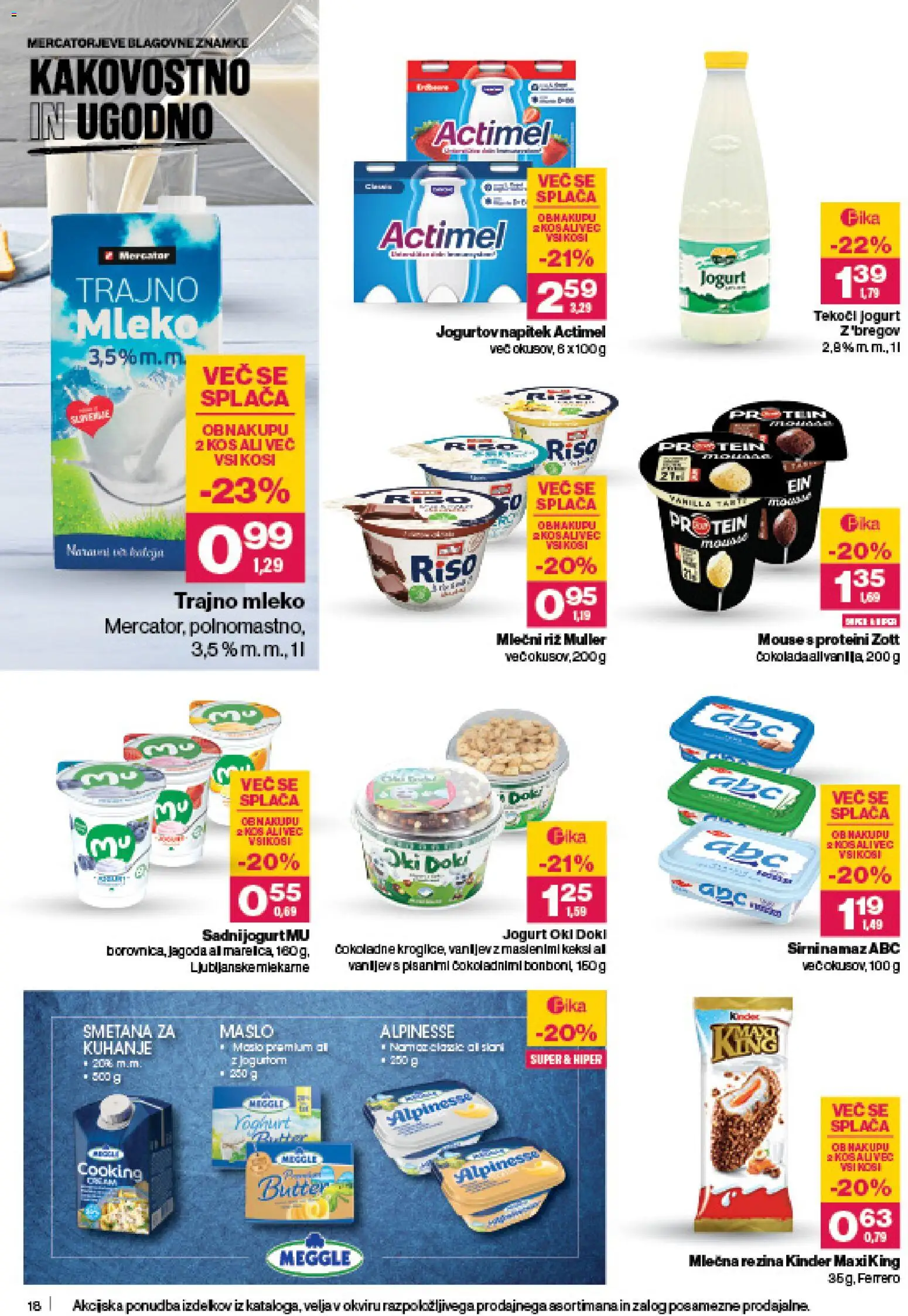Novi Mercator katalog ponudbe – veljaven od 06.11.2025 | Stran: 18 | Izdelki: Mlečna rezina, Kos, Maslo, Jogurt