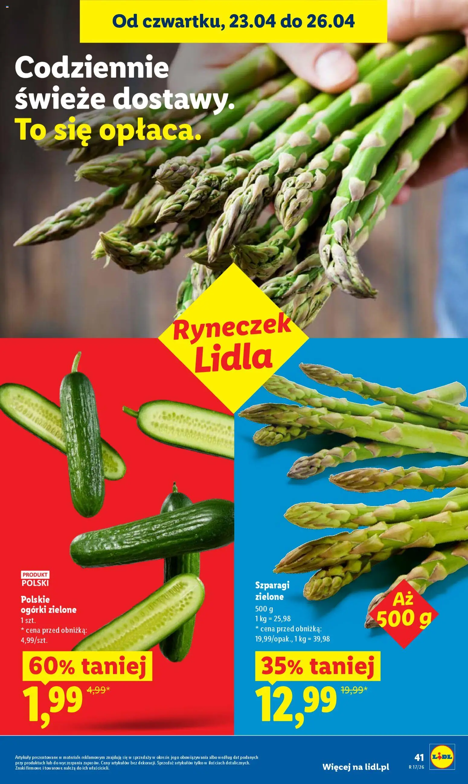 Lidl gazetka od 23.04.2026 | Strona: 41 | Produkty: Szparagi, Ogórki