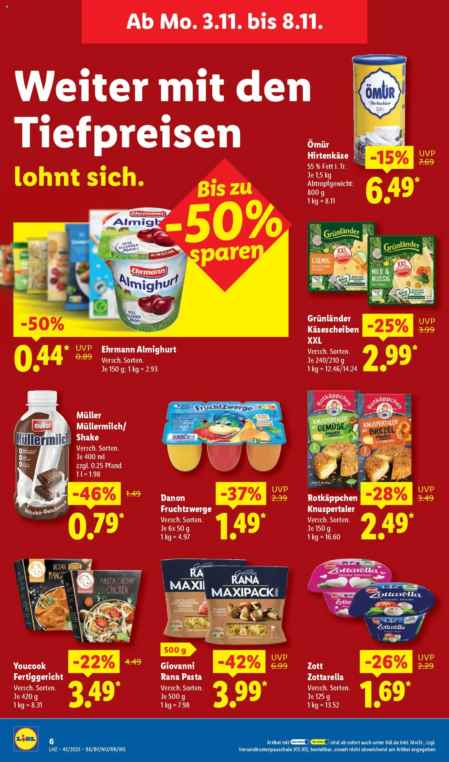 Lidl Prospekt Holzminden – gültig ab 03.11.2025 | Seite: 12 | Produkte: Youcook, Ehrmann almighurt, Pasta, Müllermilch