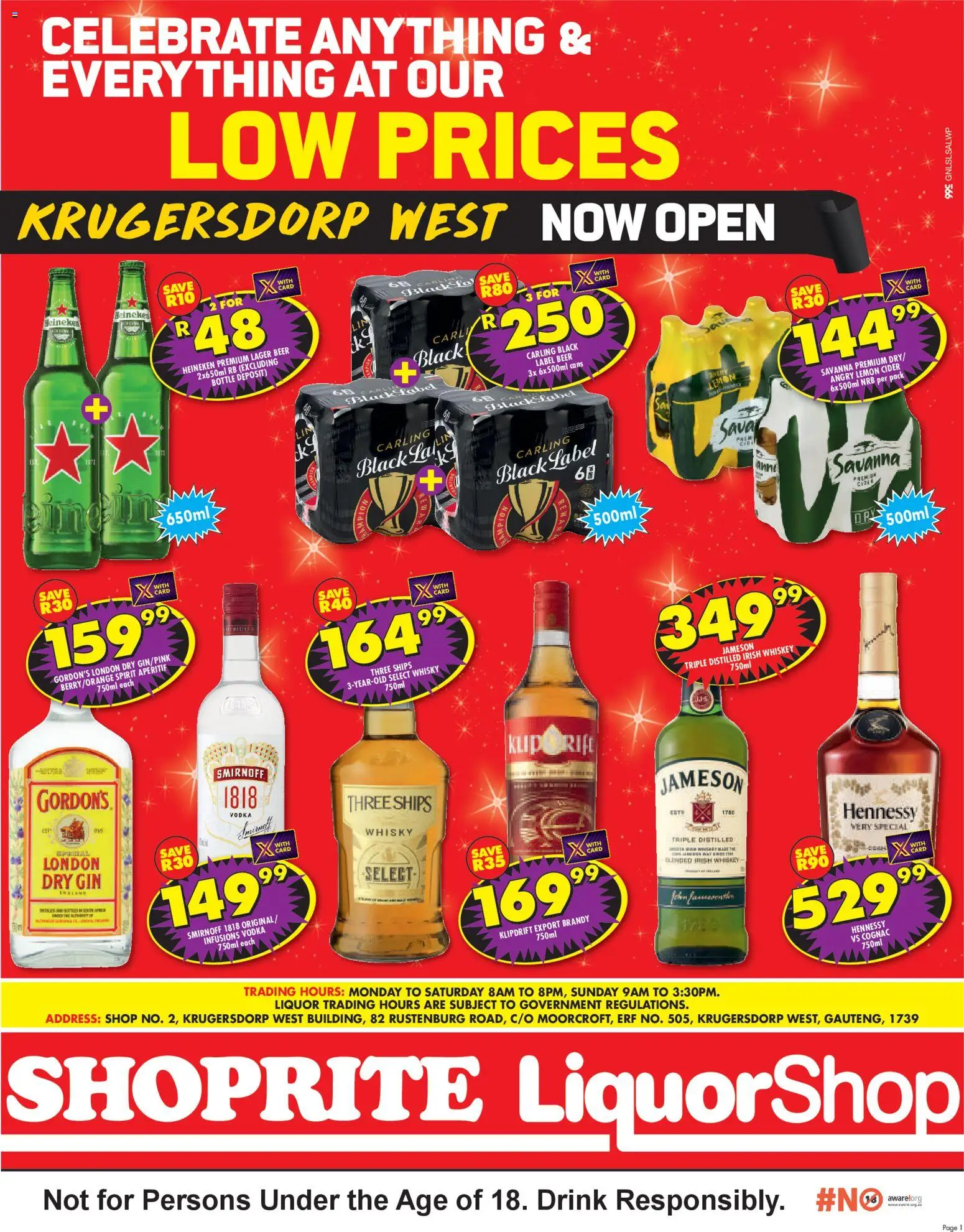 New Shoprite catalogue – valid from 16.03.2026 | Page: 1 | Products: Beer, Gin, Vodka, Whiskey