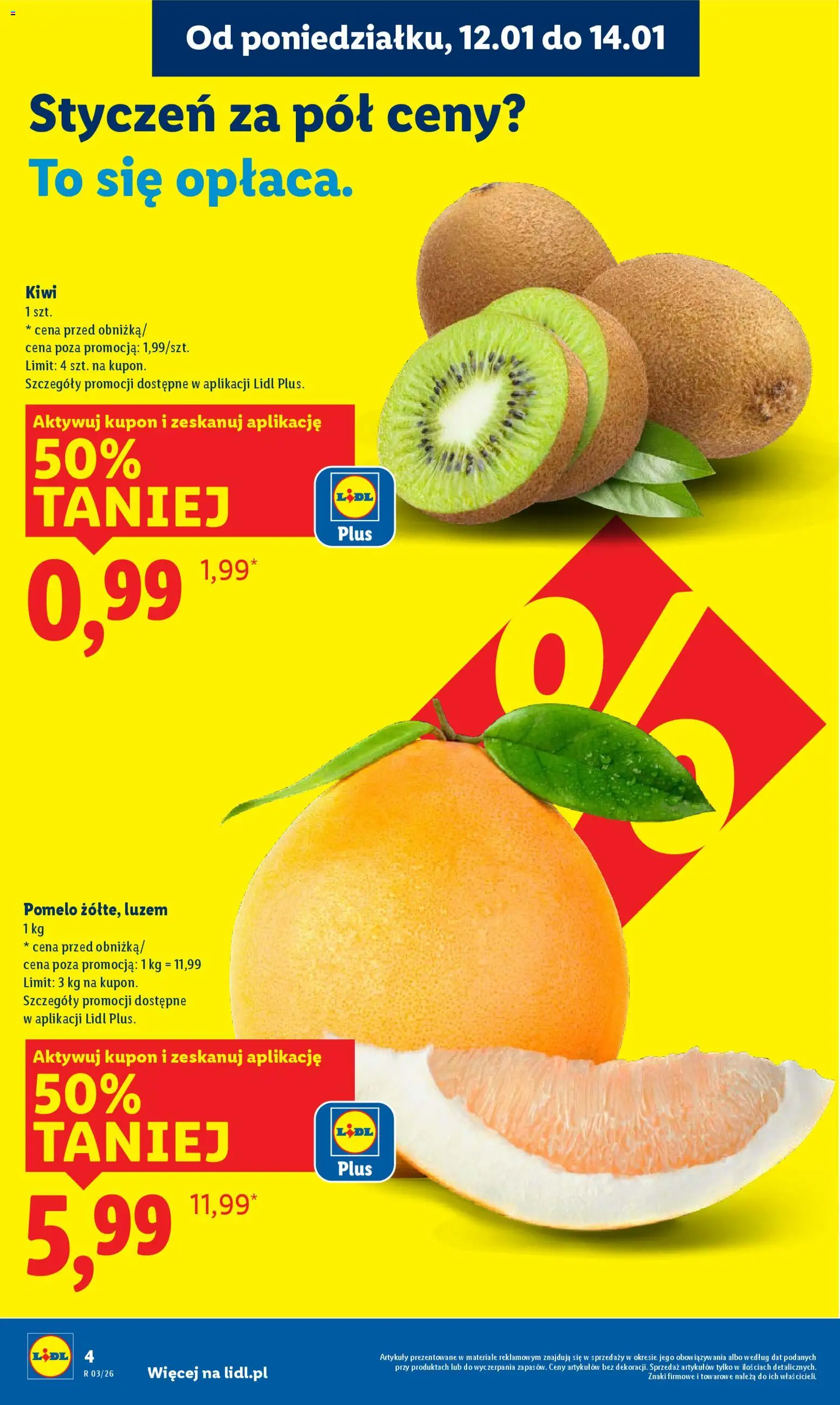 Lidl Gazetka od 12.01.2026 | Strona: 4 | Produkty: Pomelo, Kiwi