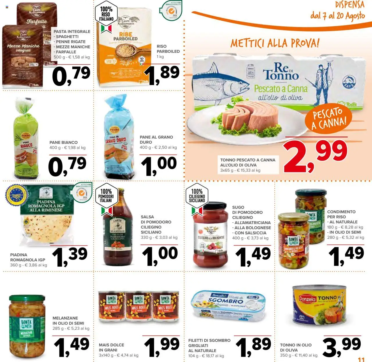 Volantino Todis del 07.08.2025 | Pagina: 11 | Prodotti: Riso, Olio, Salsiccia, Melanzane