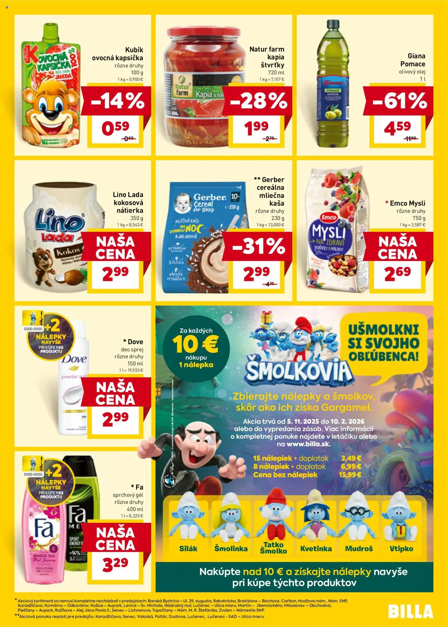 Nové Billa akcie – leták je platný od 07.01.2026 | Strana: 19 | Produkty: Olej, Olivový olej, Sprchový gél, Kápia