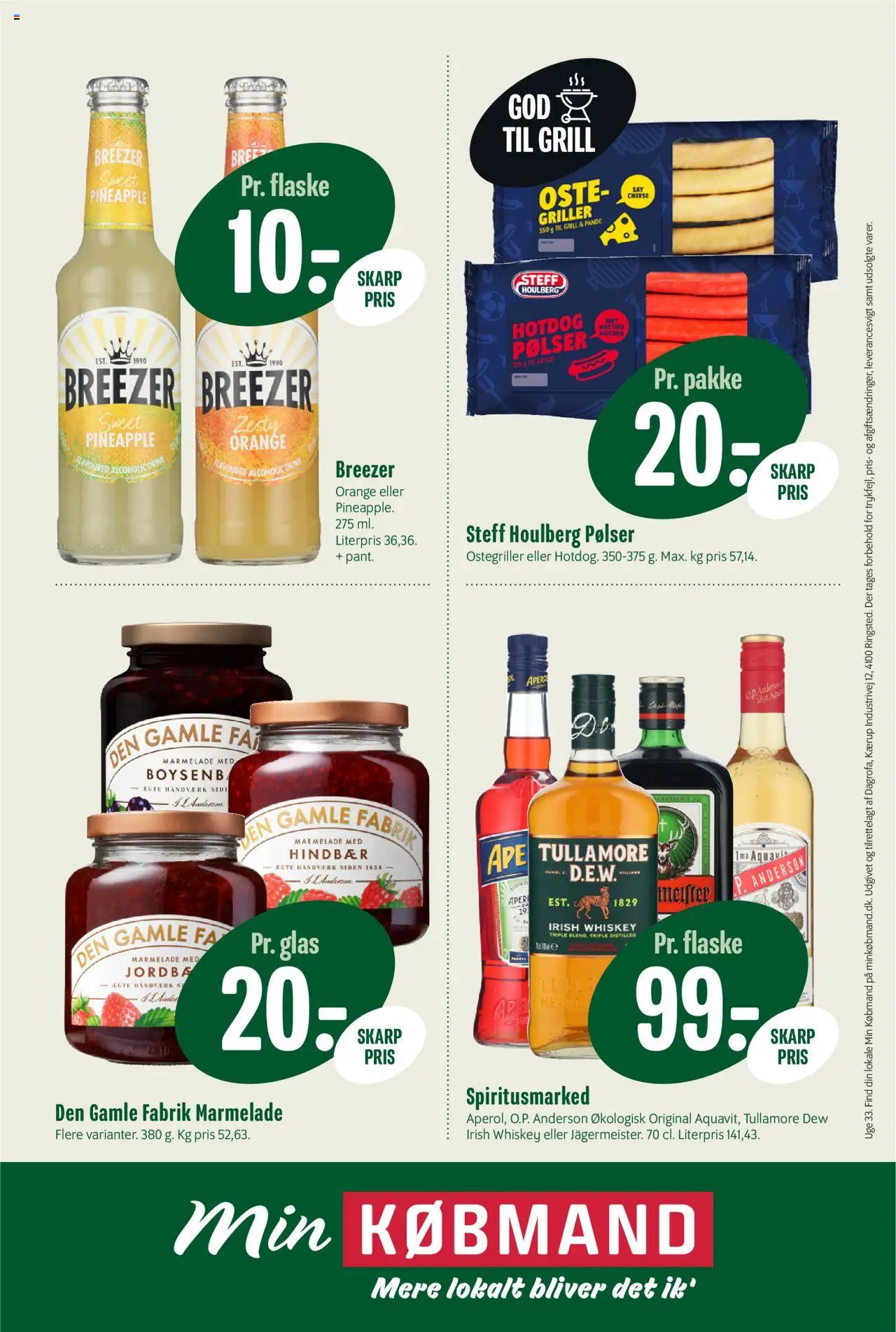 Min Købmand Tilbudsavis gyldig fra 08.08.2025 | Side: 12 | Produkter: Pølser, Hindbær, Marmelade, Grill