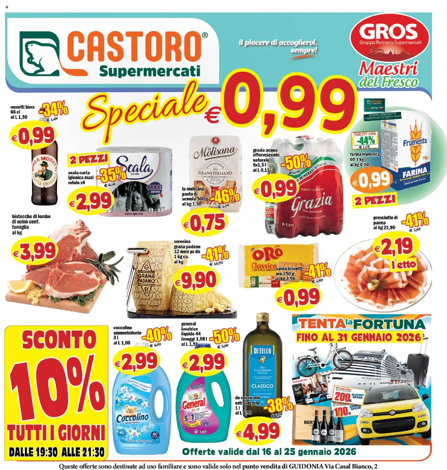 Volantino Il Castoro del 16.01.2026 | Pagina: 1 | Prodotti: Birra, Acqua, Pasta, Lavatrice