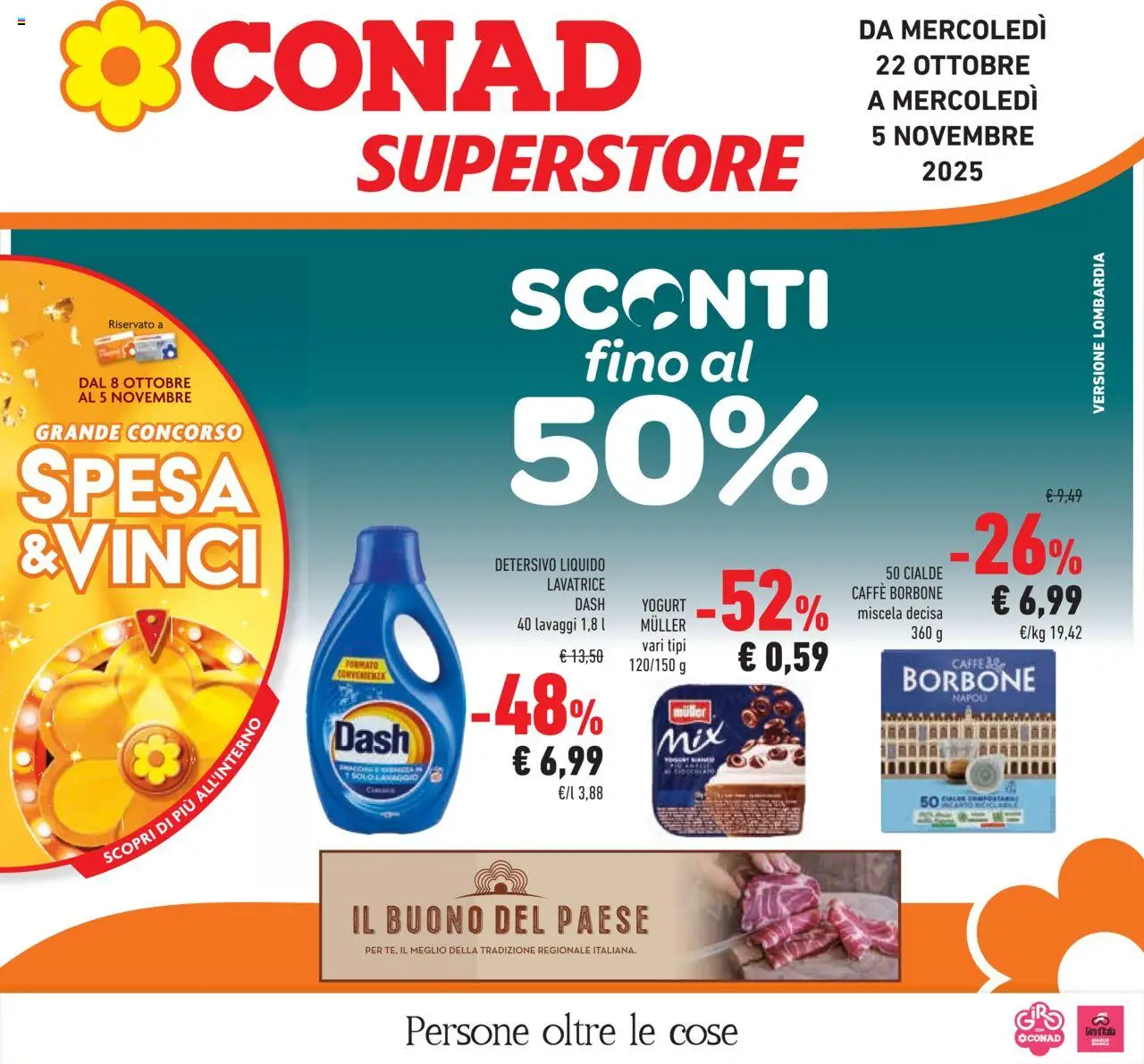 Volantino Conad del 22.10.2025 | Pagina: 1 | Prodotti: Yogurt, Caffè, Lavatrice