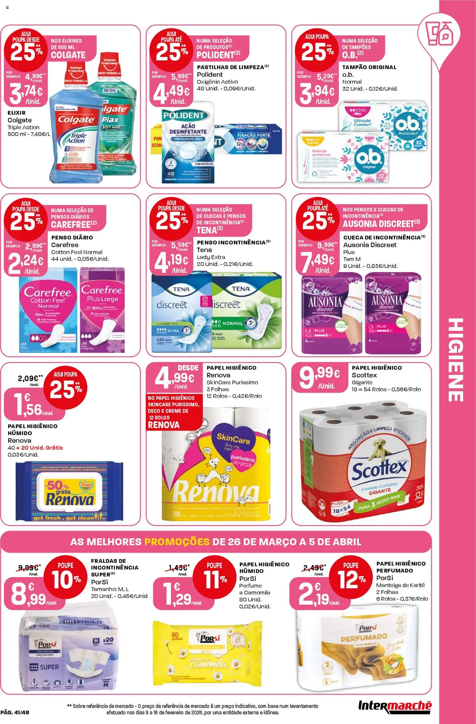 Intermarché folheto │ válido de 26.03.2026 | Página: 41 | Produtos: Papel higiénico, Base, Manteiga, Cuecas