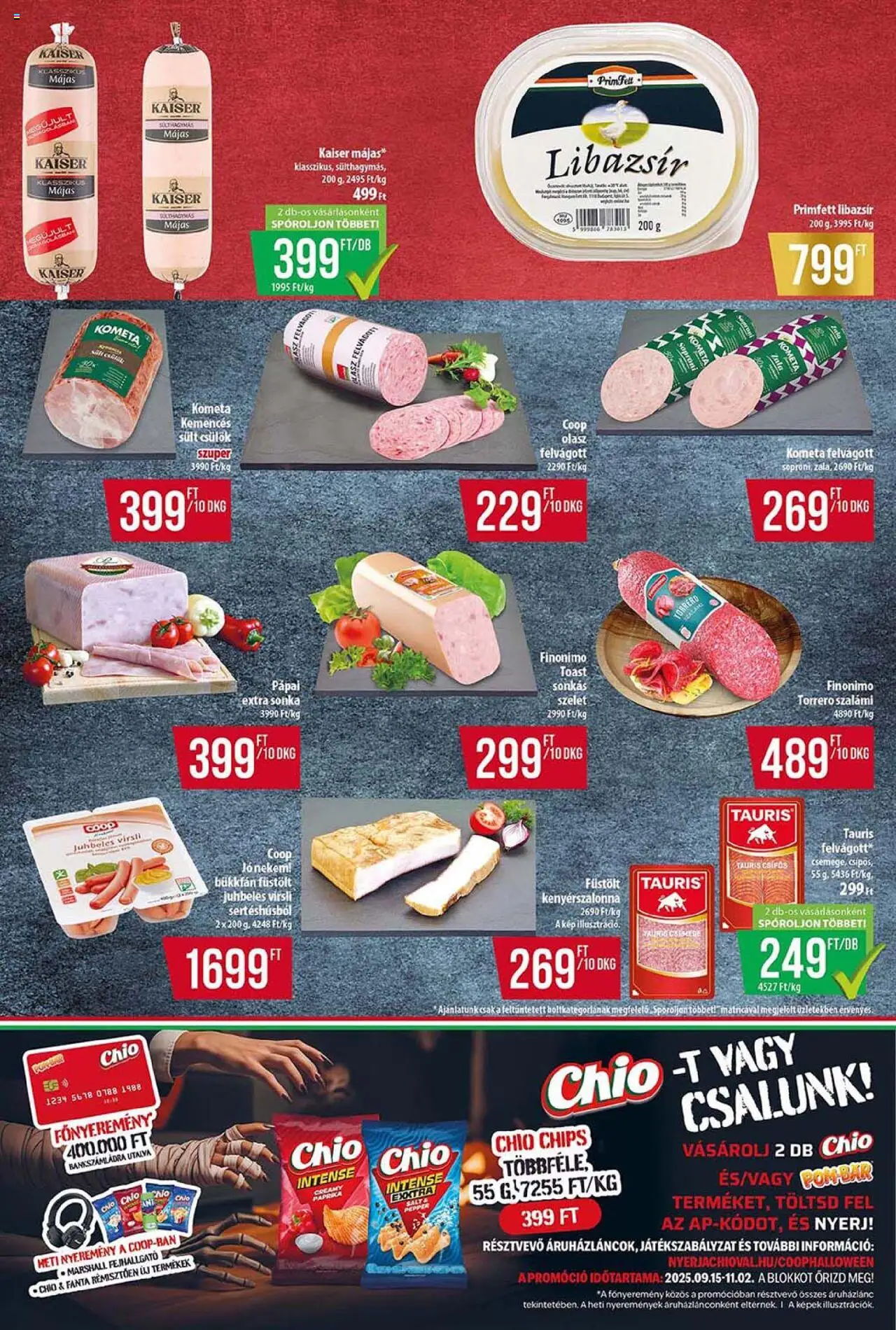 COOP akciós ujság - amely érvényes a következő dátumtól: 16.10.2025 | Oldal: 4 | Termékek: Chips, Fanta, Sonka, Szalámi
