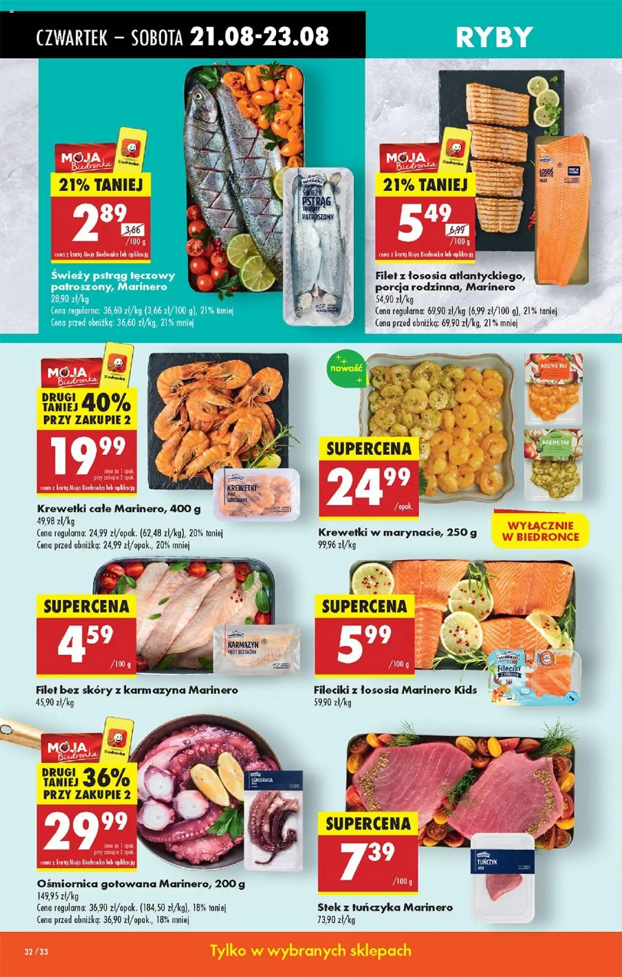 Biedronka gazetka - Oferta w tym tygodniu od 21.08.2025 | Strona: 36 | Produkty: Karta, Pstrąg tęczowy, Stek z tuńczyka, Tuńczyk