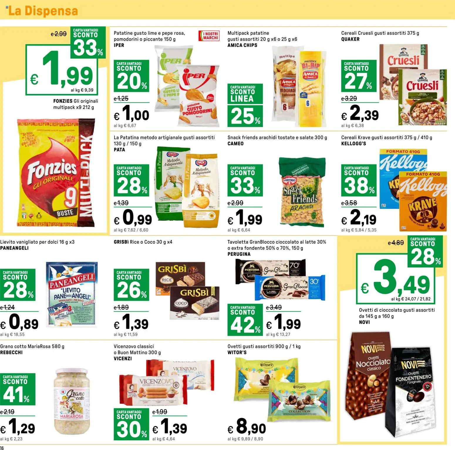 Volantino Iper del 27.03.2026 | Pagina: 16 | Prodotti: Pane, Cereali, Patatine, Arachidi