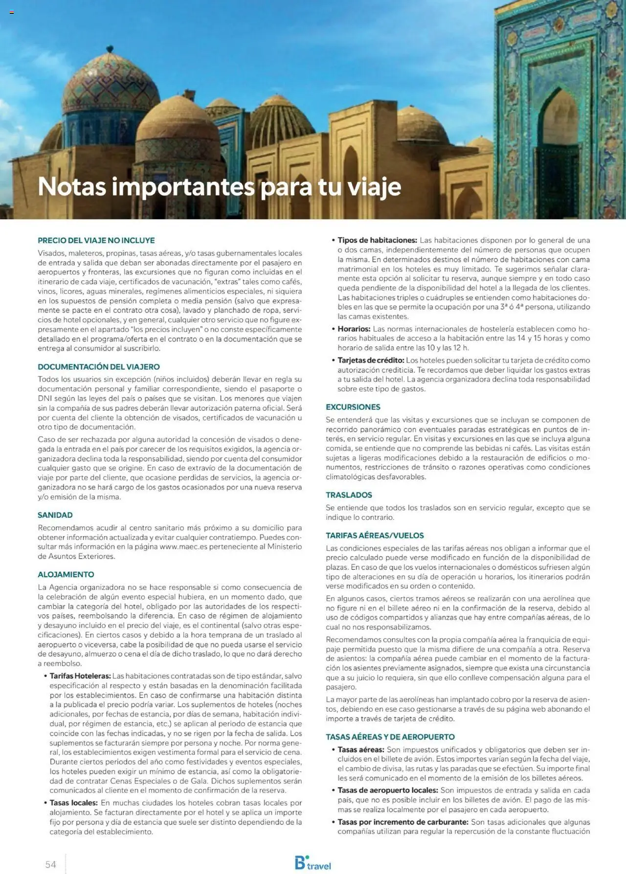 B the travel brand Viajeros Expertos Internacional 2026 │ válido desde el 03.10.2025 | Página: 54 | Productos: General, Té, Cama