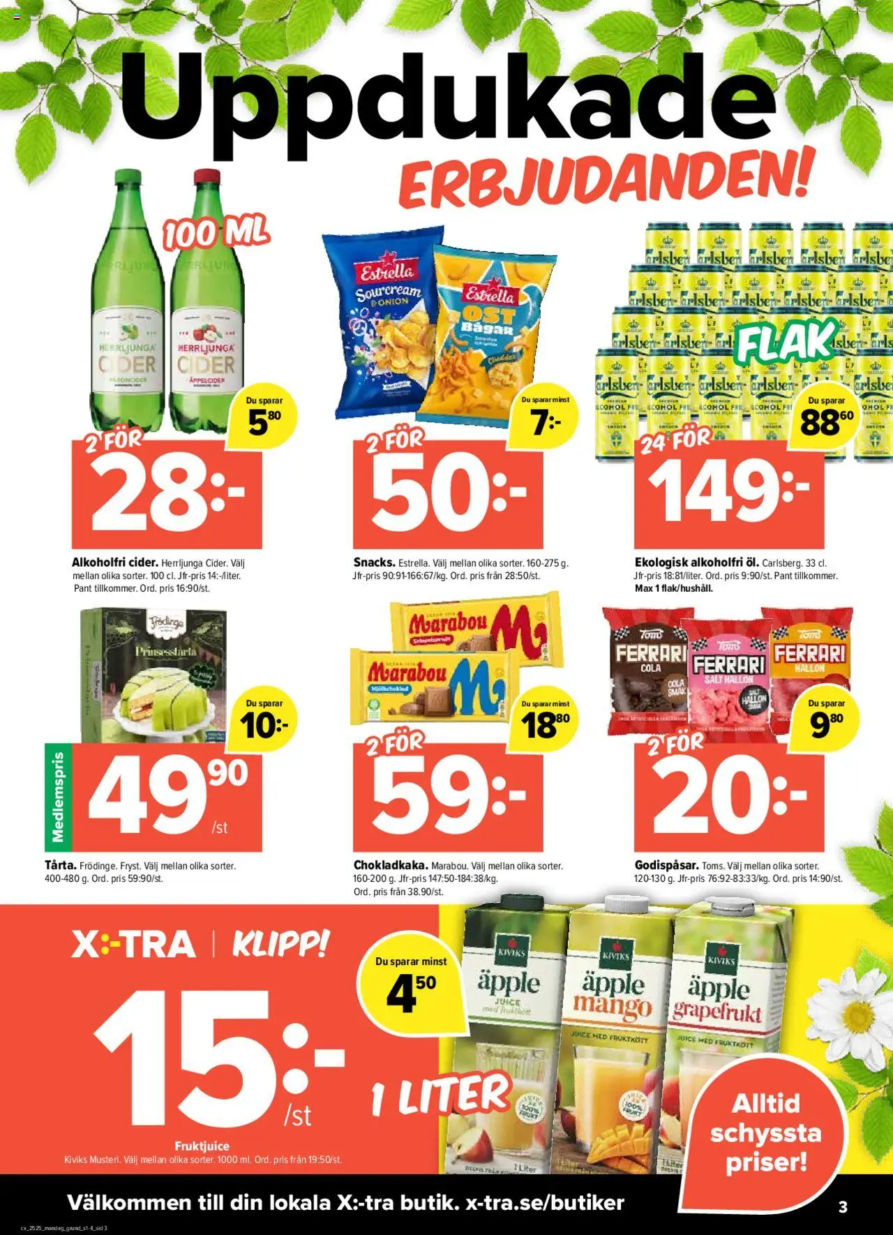 Coop X:-TRA reklamblad aktuell från 16.06.2025 | Sida: 3 | Produkter: Salt, Cider, Äpple, Hallon