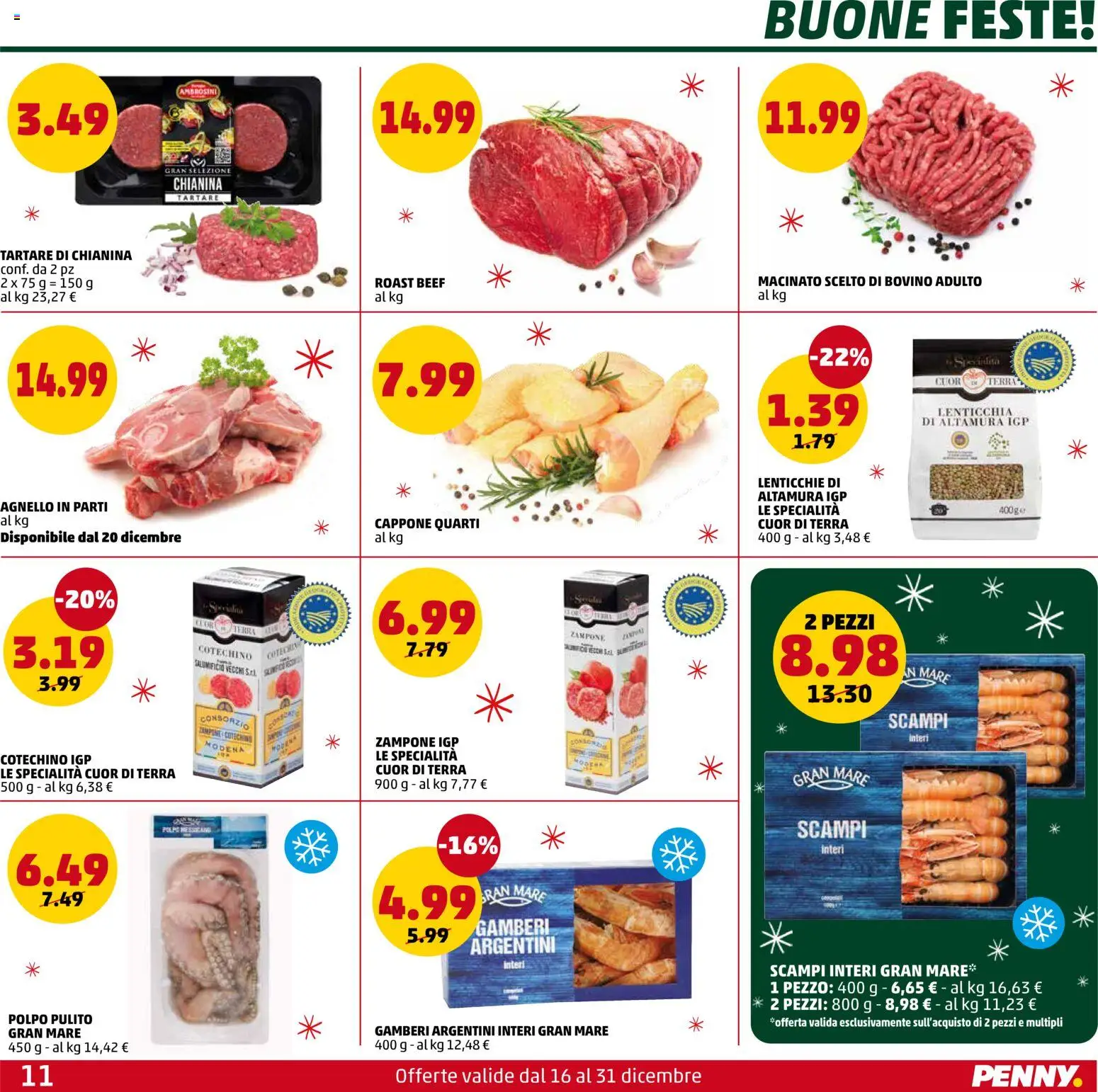Volantino PENNY del 16.12.2025 | Pagina: 11 | Prodotti: Gamberi, Polpo, Lampone, Terra