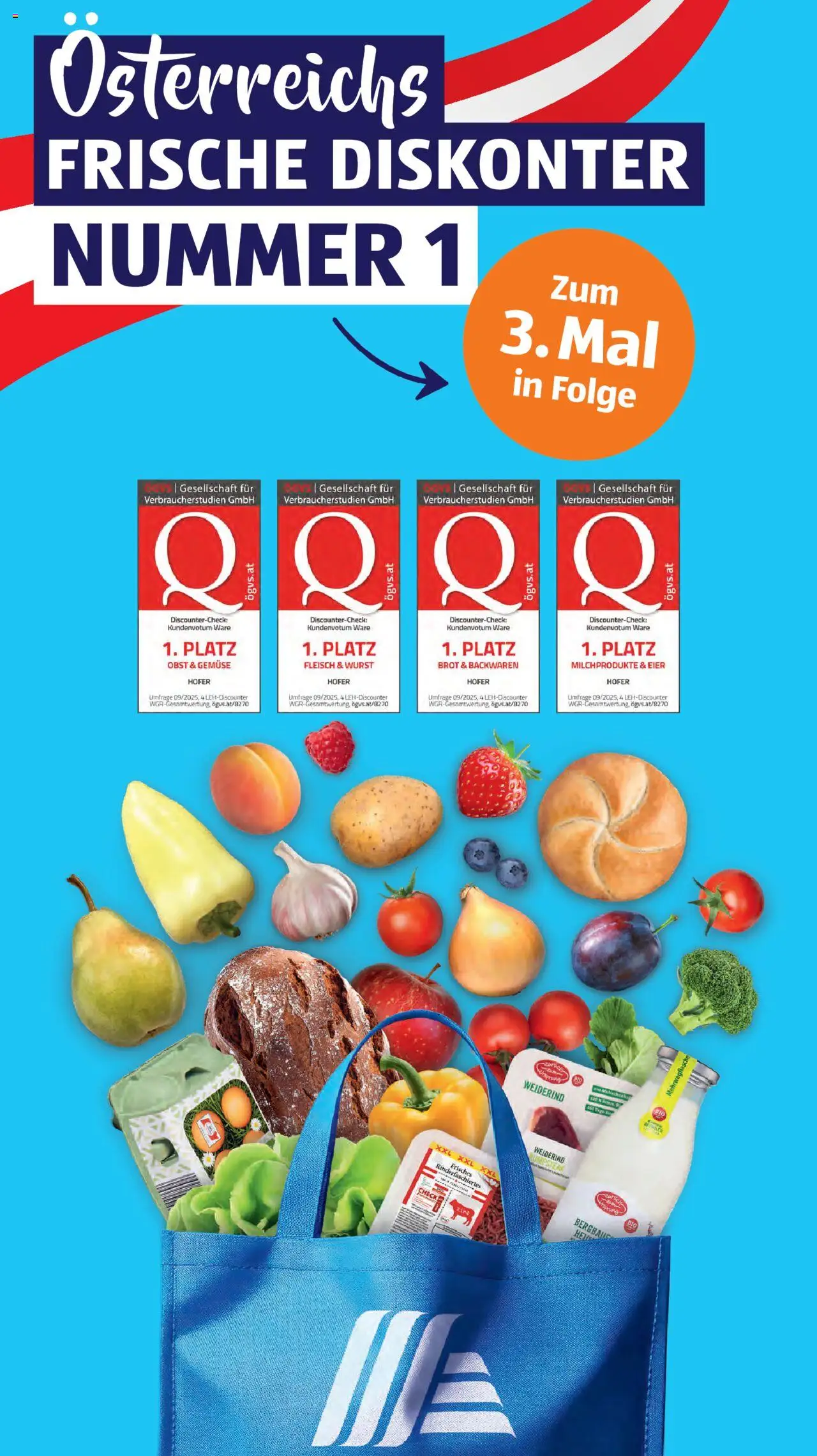 Hofer Flugblatt gültig ab 17.10.2025 | Seite: 23 | Produkte: Gemüse, Obst, Eier, Brot