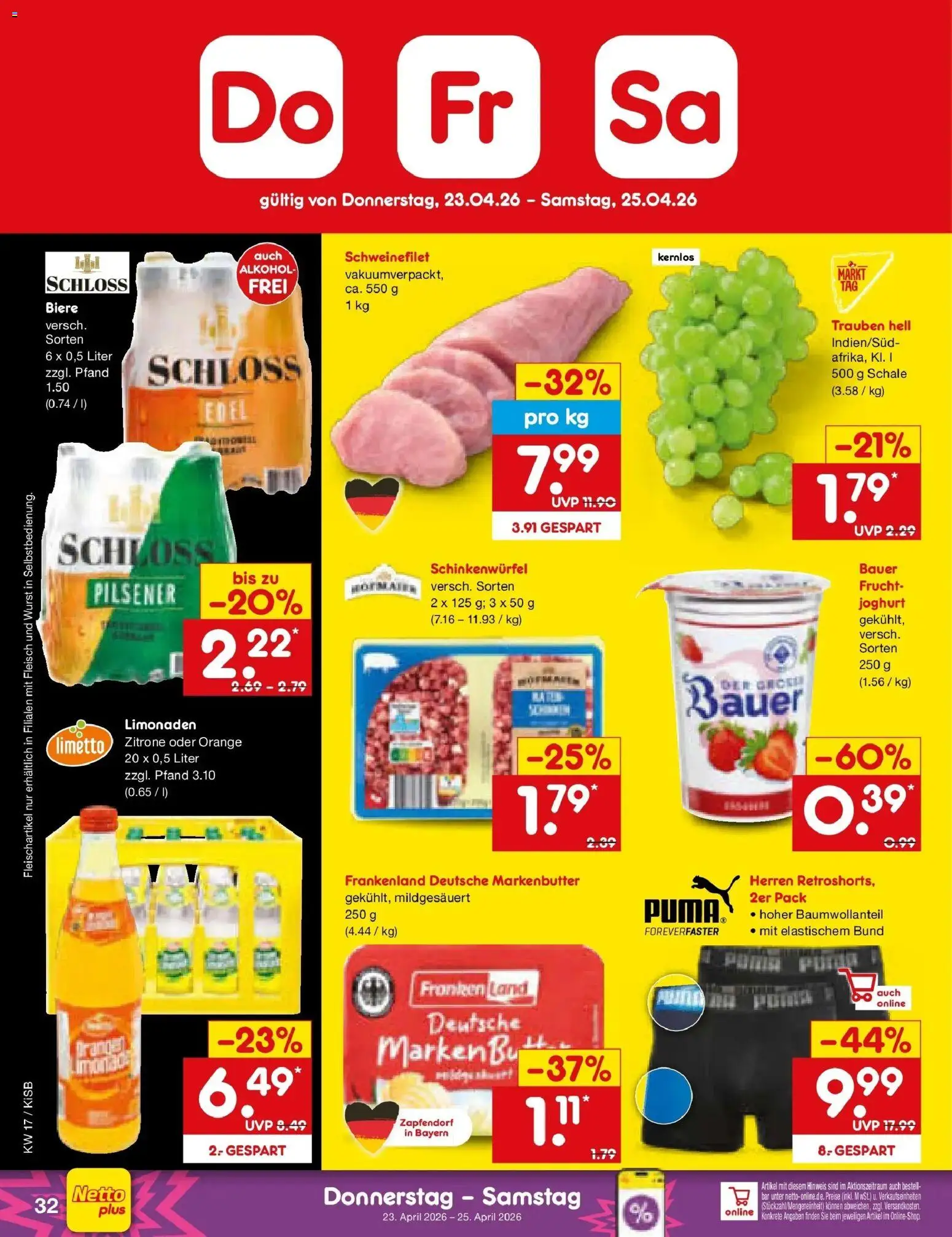 Netto Marken-Discount Prospekt Bad Friedrichshall	 – gültig ab 20.04.2026 | Seite: 48 | Produkte: Joghurt, Schweinefilet, Zitrone, Wurst