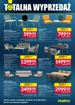 Makro Gazetka - Totalna Wyprzedaż od 28.07.2025 | Strona: 2 | Produkty: Sofa, Fotel, Stół, Zestaw obiadowy