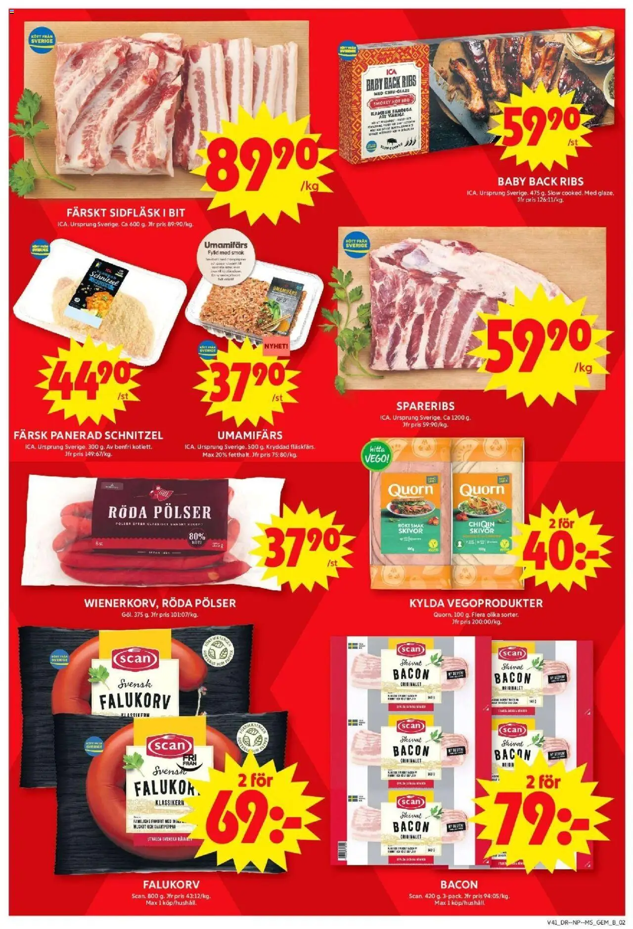 ICA Maxi reklamblad aktuell från 06.10.2025 | Sida: 4 | Produkter: Bacon, Falukorv