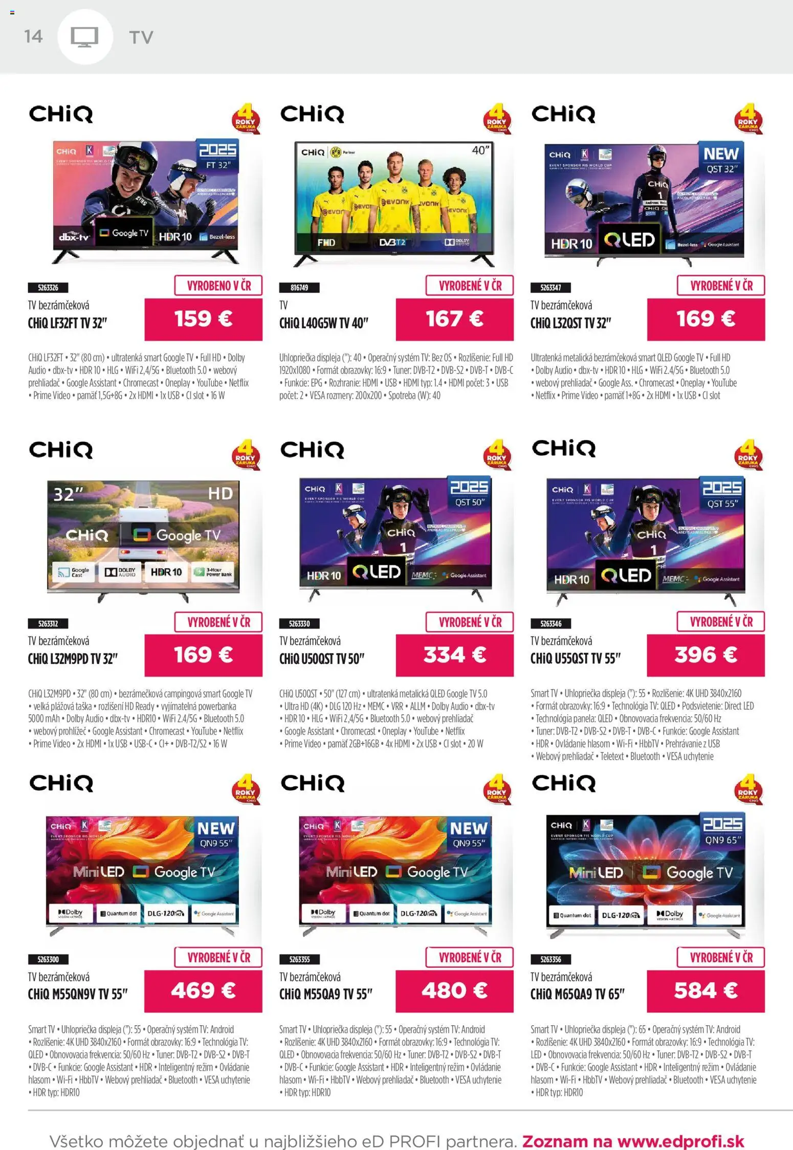 Nové ED Profi akcie – leták je platný od 01.01.2026 | Strana: 14 | Produkty: Tv, Led, Smart TV, USB