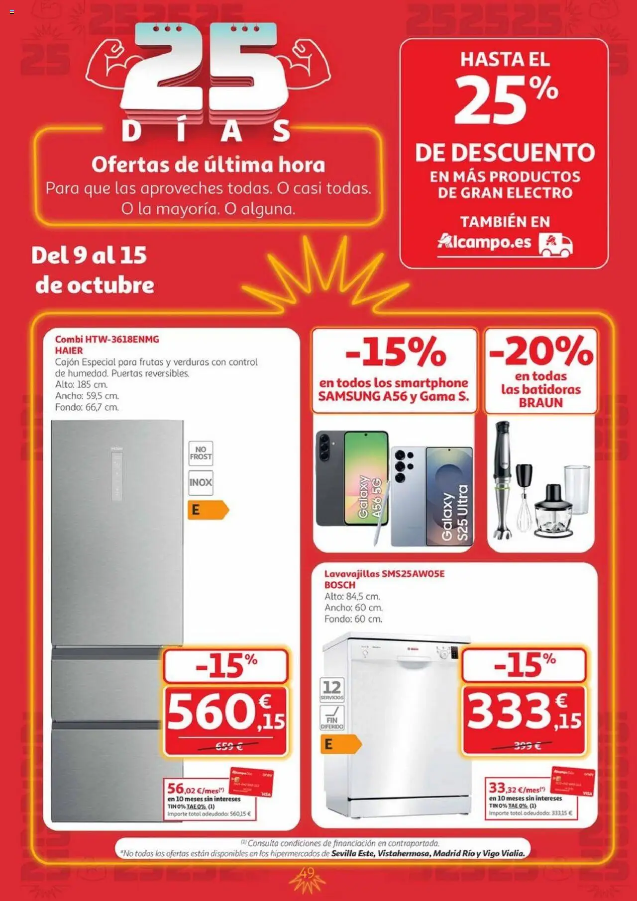 Alcampo - Canarias │ válido desde el 09.10.2025 | Página: 49 | Productos: Smartphone, Lavavajillas, Combi