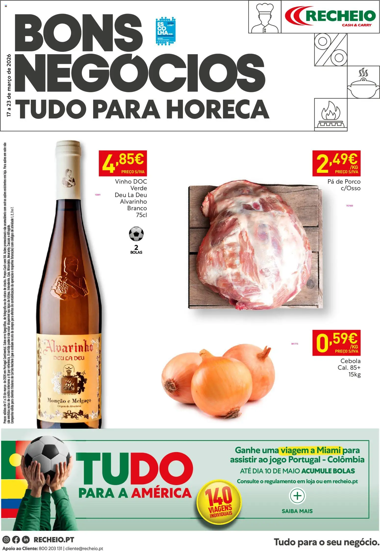 Recheio Horeca │ válido de 17.03.2026 | Página: 1 | Produtos: Cebola, Vinho, Pá