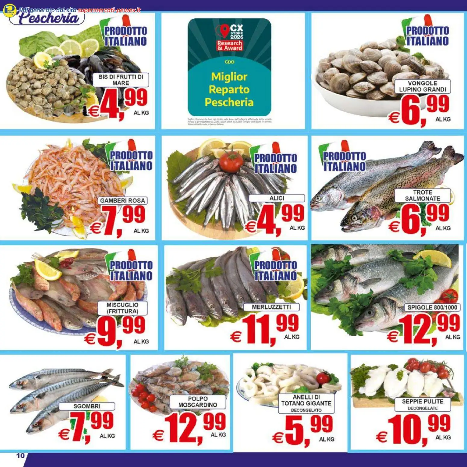 Volantino Pewex del 07.04.2026 | Pagina: 10 | Prodotti: Gamberi, Vongole, Polpo, Totano