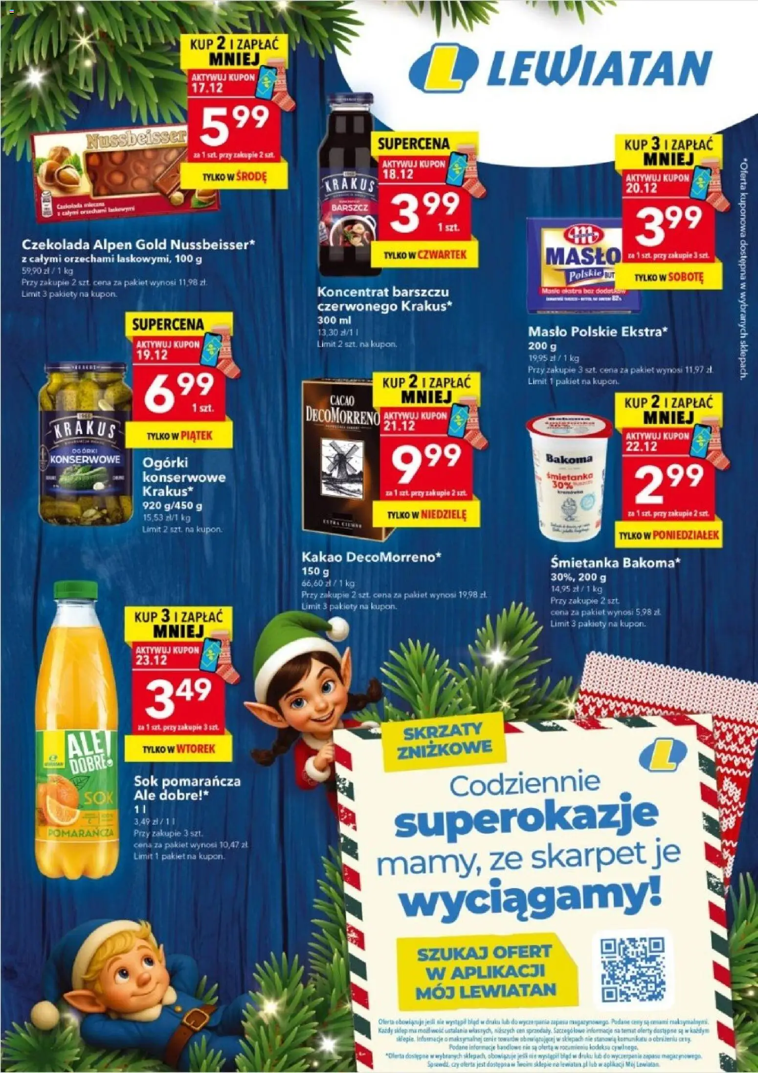 Lewiatan gazetka - Skrzaty Zniżkowe od 17.12.2025 | Strona: 1 | Produkty: Masło Polskie, Kakao, Masło, Czekolada