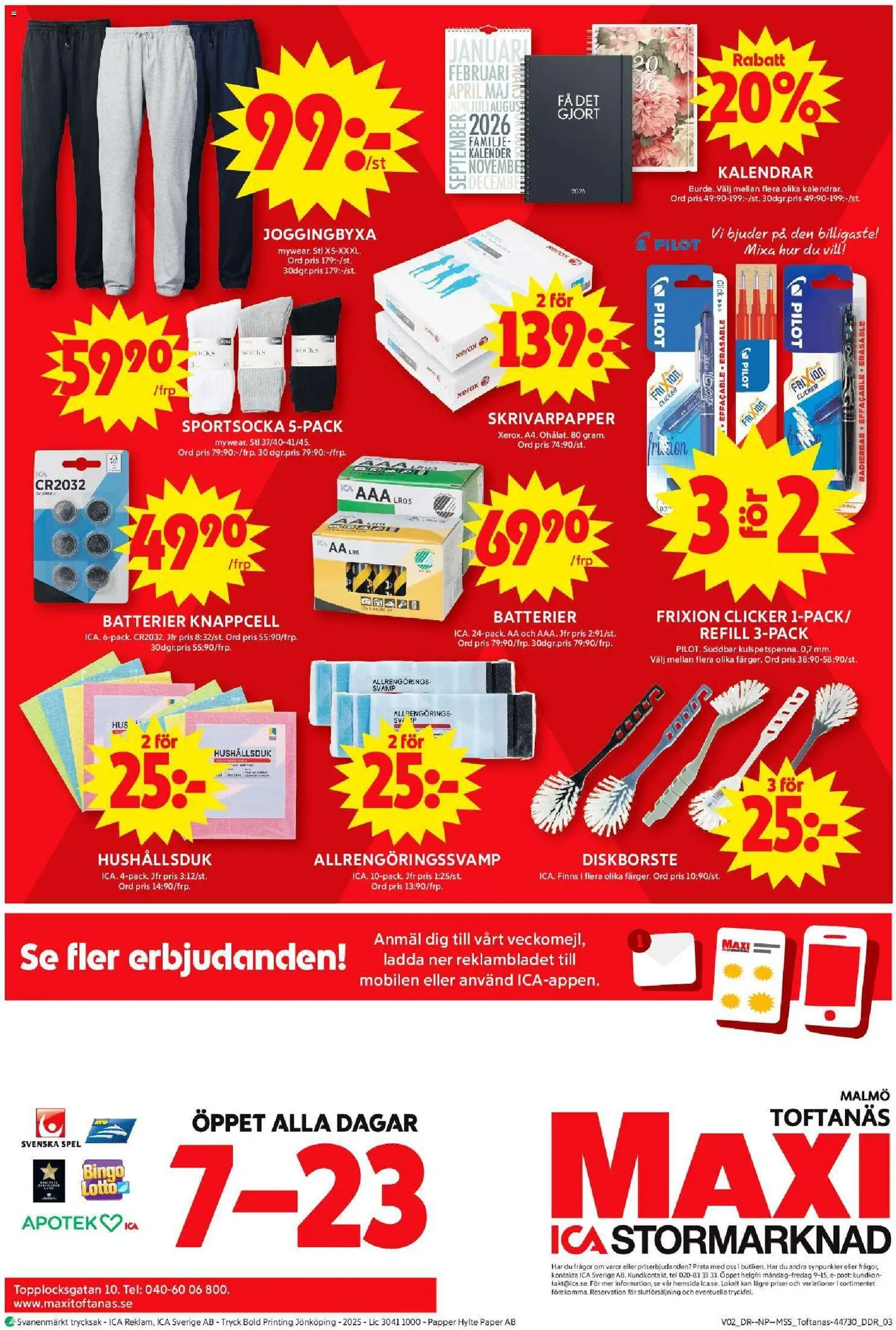 ICA Maxi reklamblad aktuell från 05.01.2026 | Sida: 8 | Produkter: Batterier, Papper, Spel, Kalender