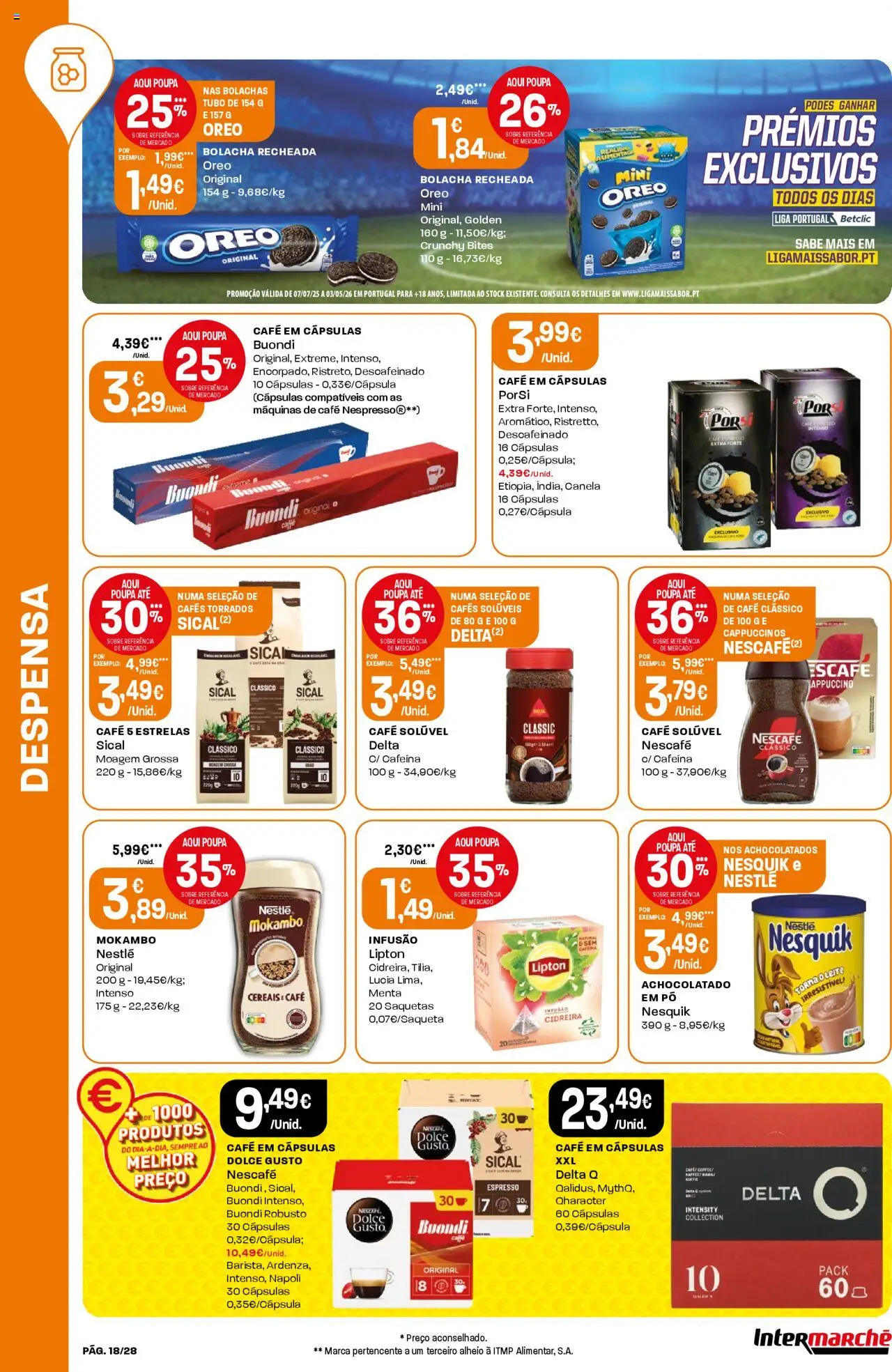 Intermarché folheto │ válido de 31.07.2025 | Página: 18 | Produtos: Bolachas, Café solúvel, Canela, Café