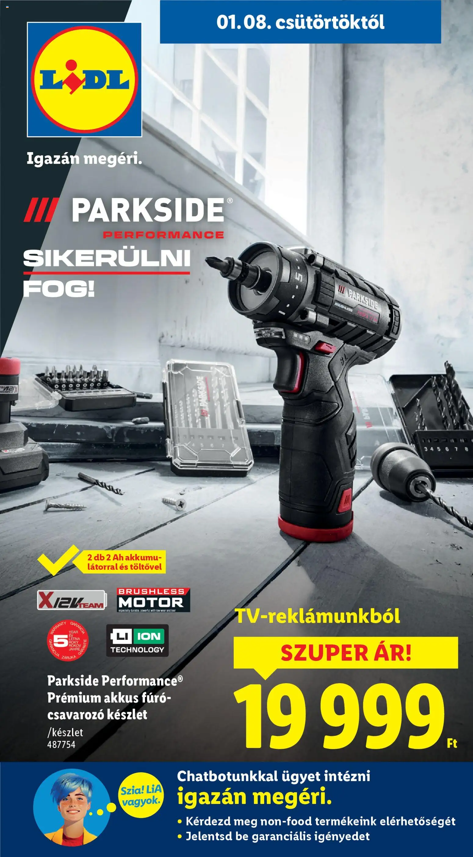 Lidl akciós ujság - amely érvényes a következő dátumtól: 08.01.2026 | Oldal: 1 | Termékek: Parkside, Akkus fúró, Csavarozó