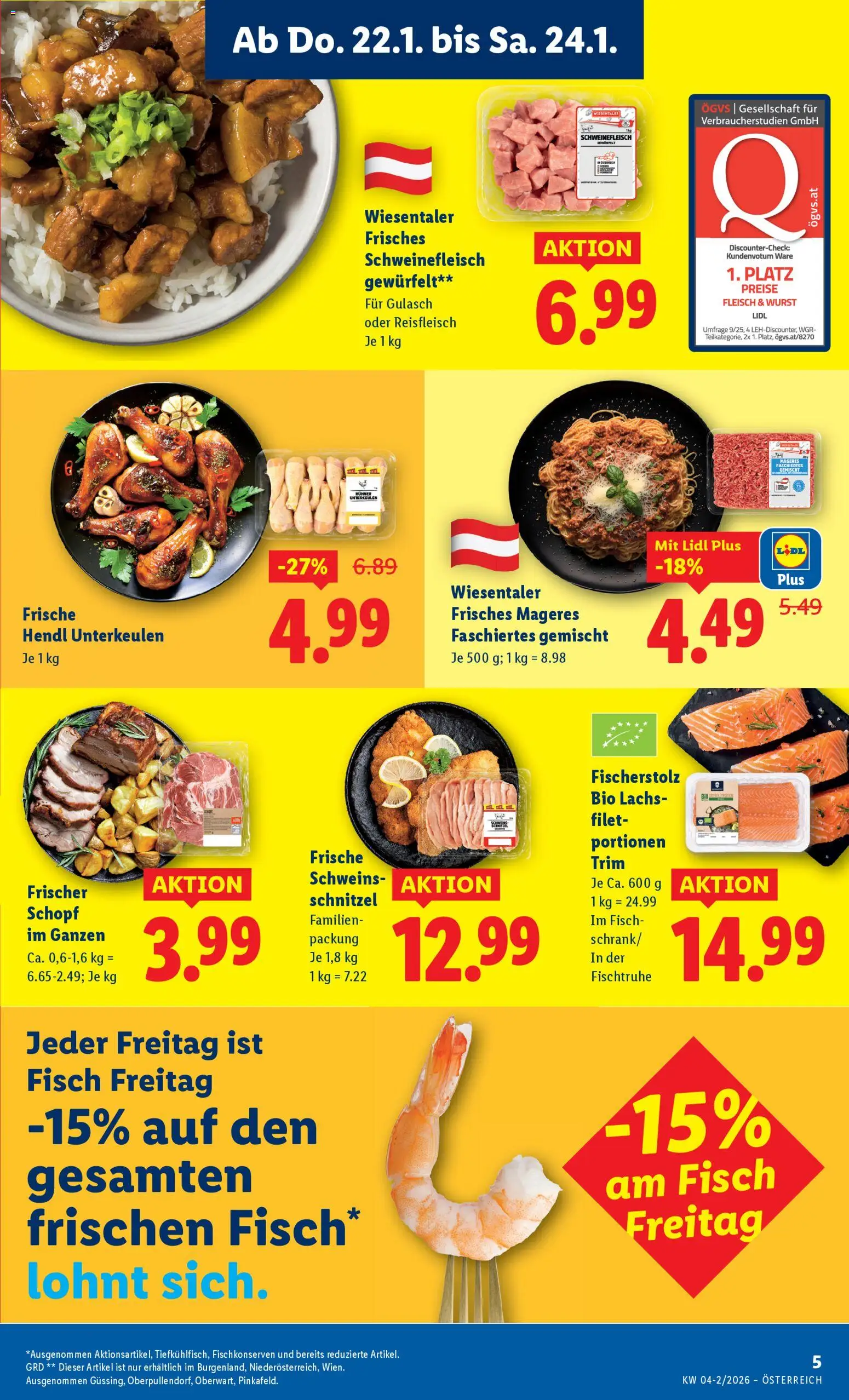 Lidl Flugblatt - Eisenstadt, Ebenfurth, Mattersburg gültig ab 22.01.2026 | Seite: 9 | Produkte: Wurst, Schweinefleisch, Fisch