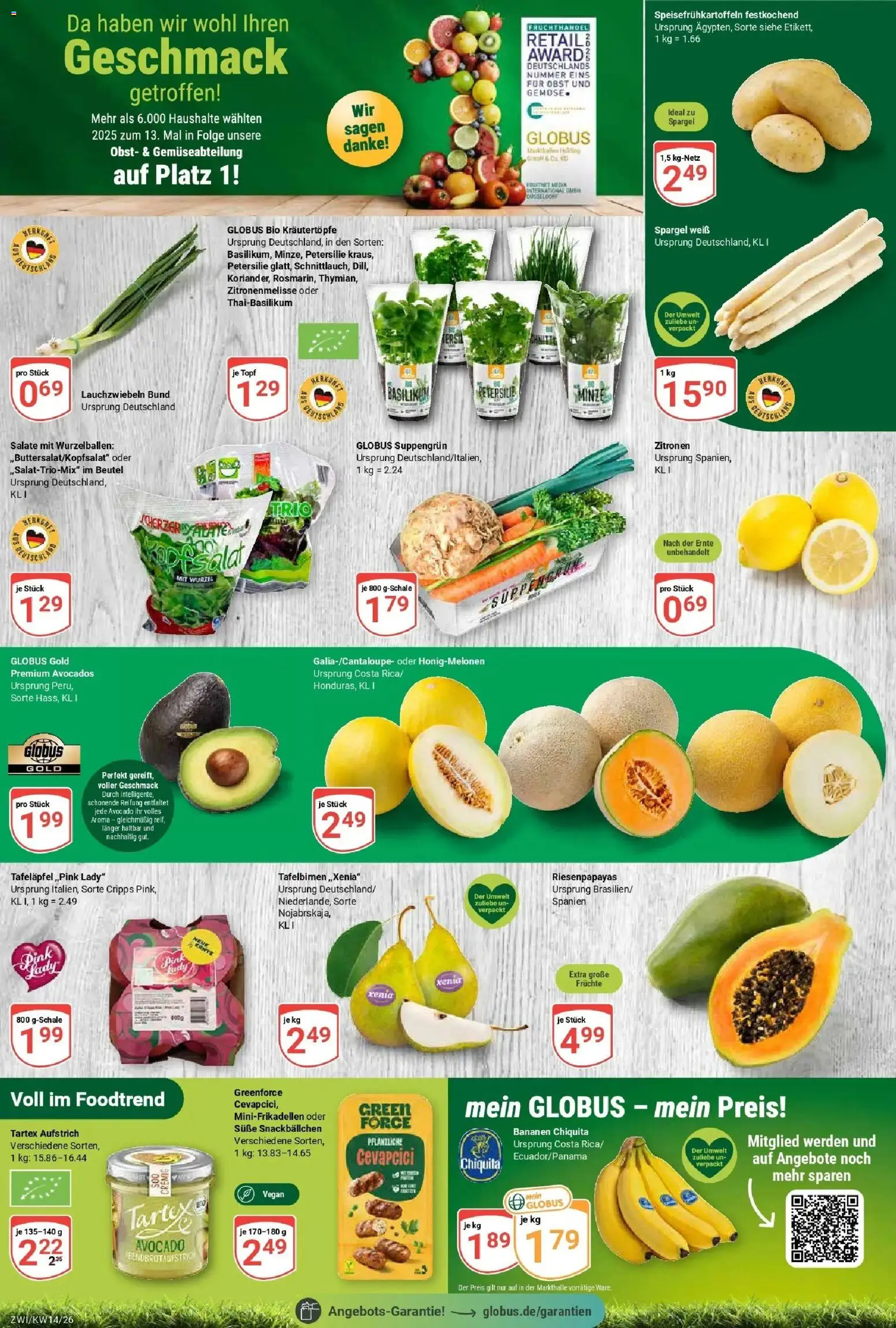 Globus prospekt Zwickau	 – gültig ab 30.03.2026 | Seite: 12 | Produkte: Spargel, Avocado, Obst, Zitronen