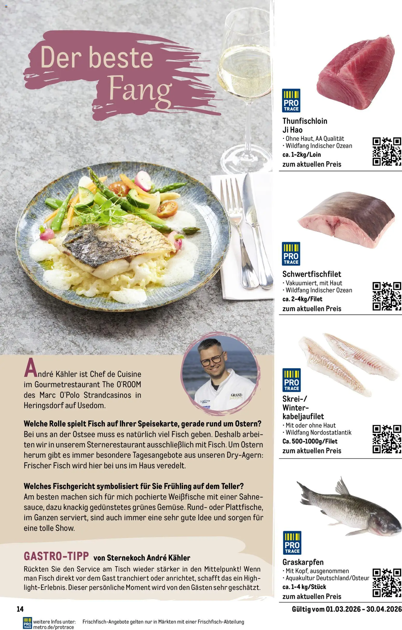 Metro Saisonkatalog Frühlings-Genuss – gültig ab 01.03.2026 | Seite: 14 | Produkte: Tisch, Fisch, Sahne