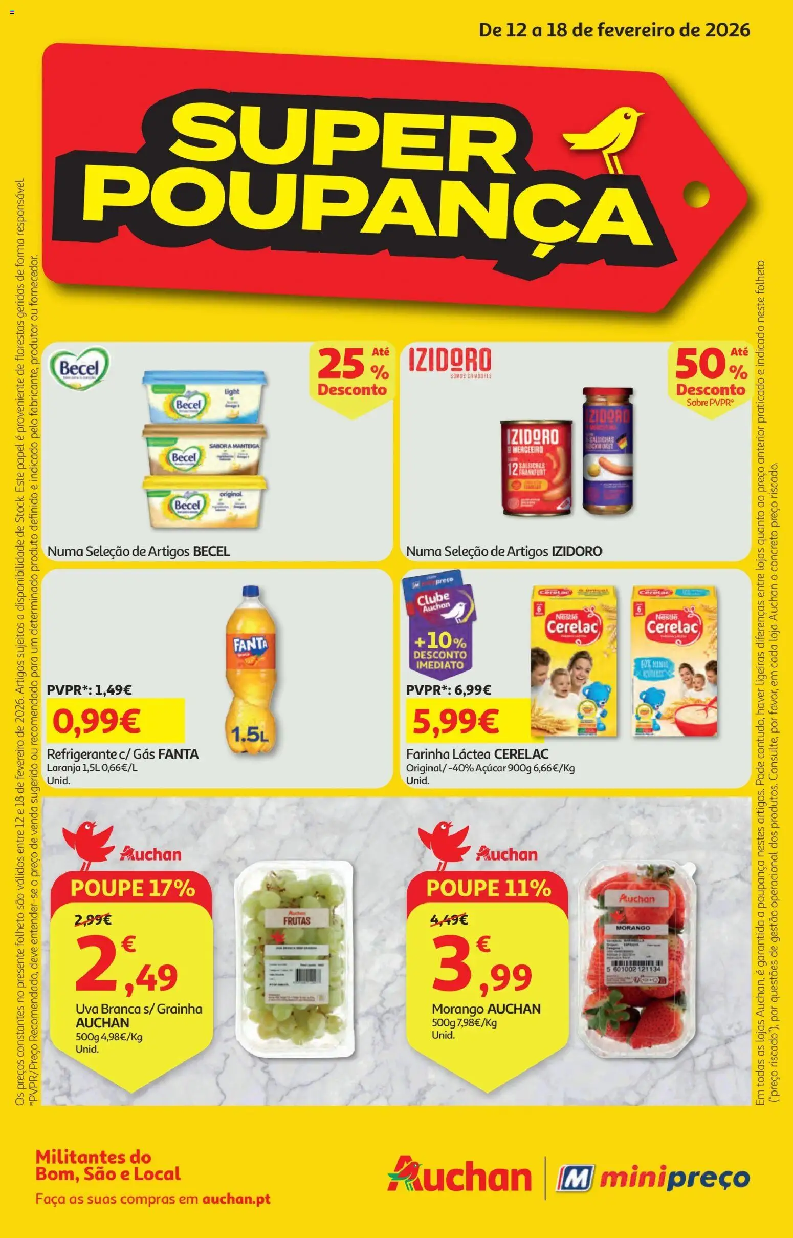 Minipreço folheto │ válido de 12.02.2026 | Página: 1 | Produtos: Faca, Farinha láctea, Nestlé, Açúcar