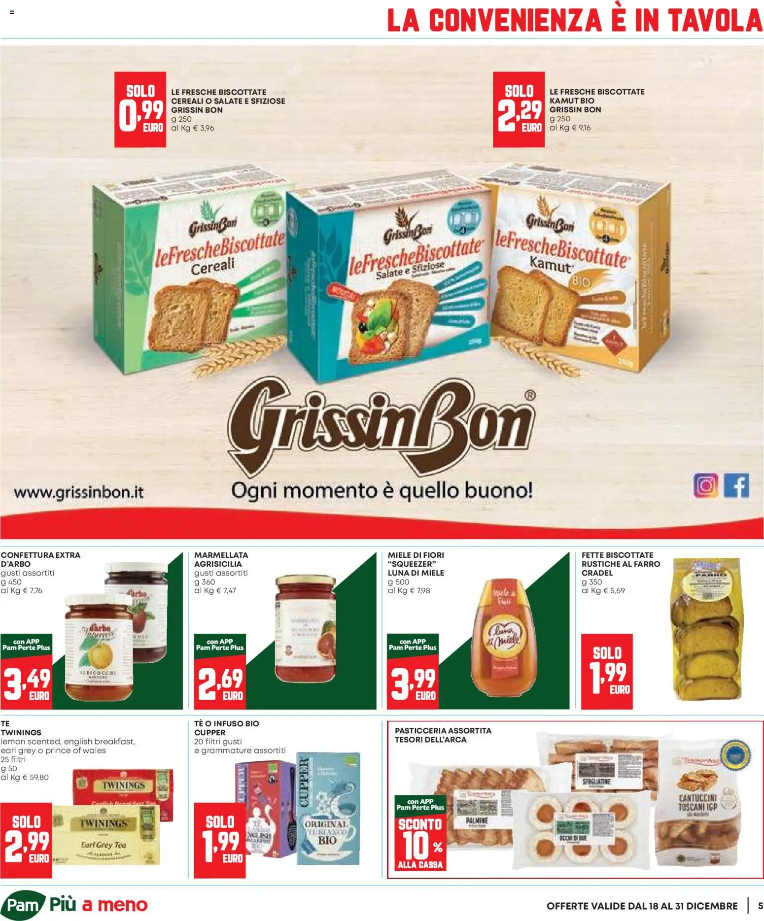 Volantino Panorama del 18.12.2025 | Pagina: 5 | Prodotti: Tè, Fette biscottate, Miele, Farro
