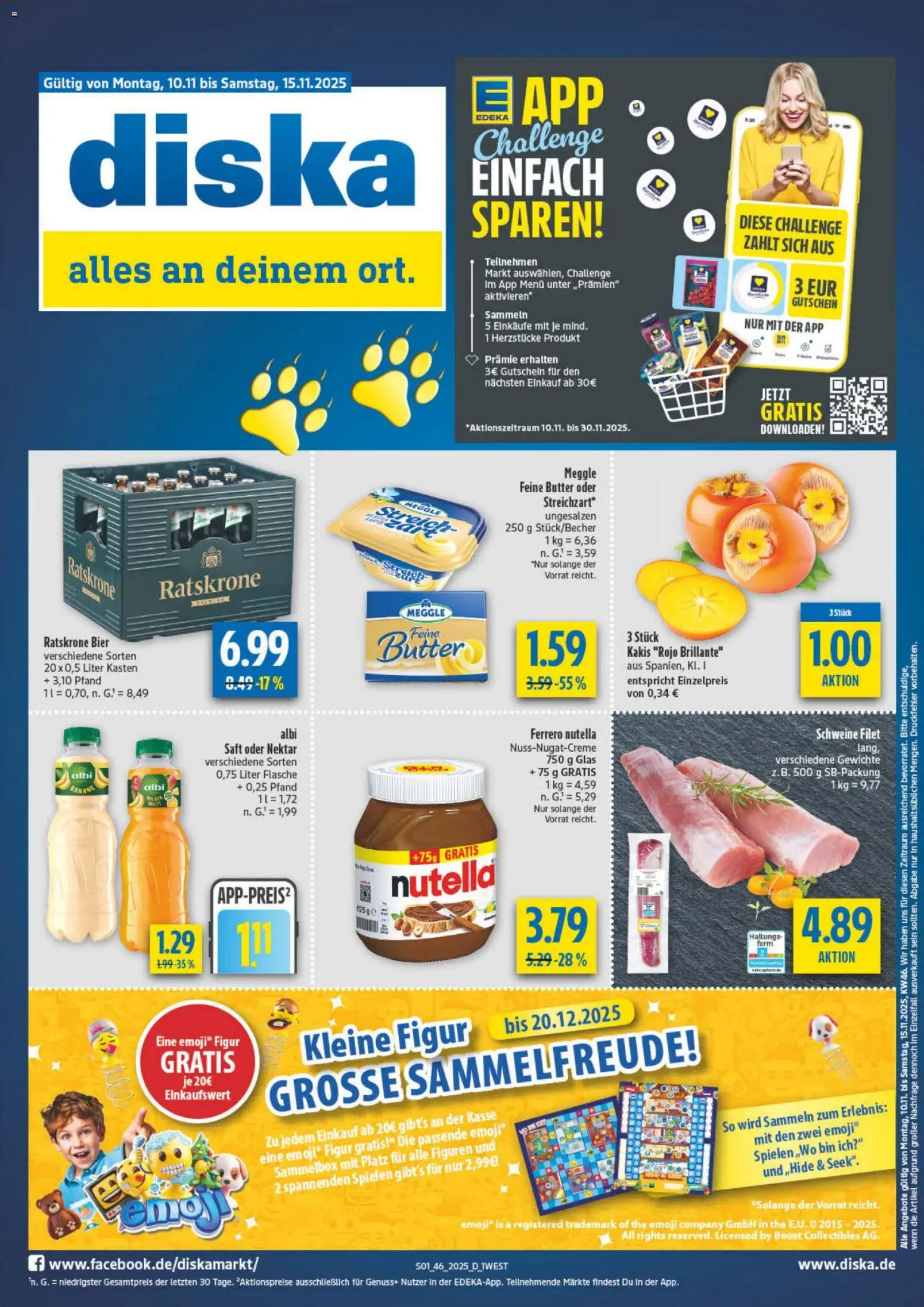 Diska - Diska Angebote Bayern KW46 – gültig ab 10.11.2025 | Seite: 1 | Produkte: Butter, Bier, Nutella, Saft